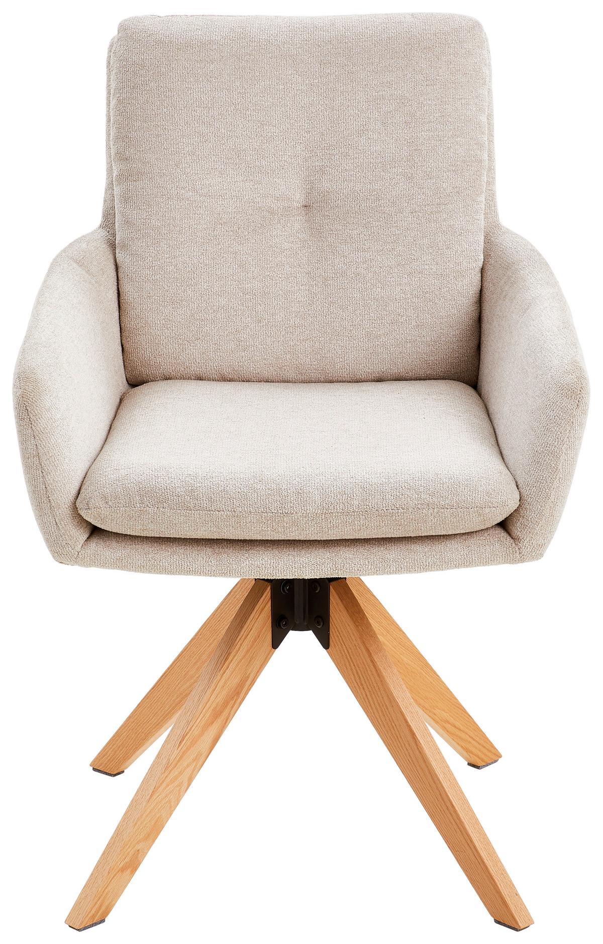 Armlehnstuhl Slide Creme B: 58 cm - Eichefarben/Creme, MODERN, Holz/Textil (58/91/63,5cm) - Livetastic