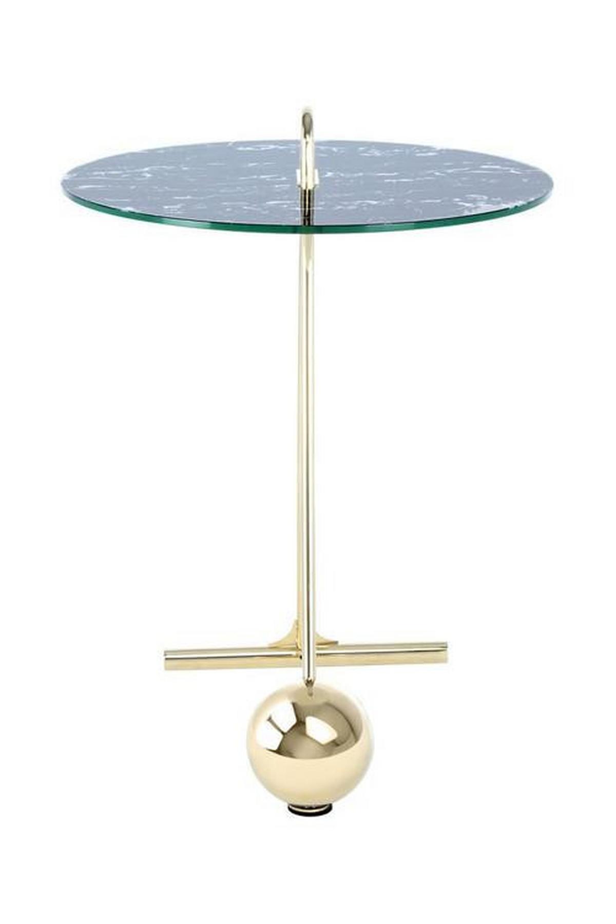 Príručný stolík JAN - čierna/zlatá, Basics, kov/sklo (46/60cm)