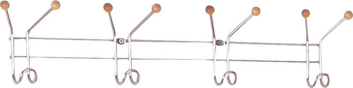 Hakenleiste Karl B: 60 cm 4 Haken + 8 Stäbe - Chromfarben, Basics, Holz/Metall (60/12/5cm) - Boxxx