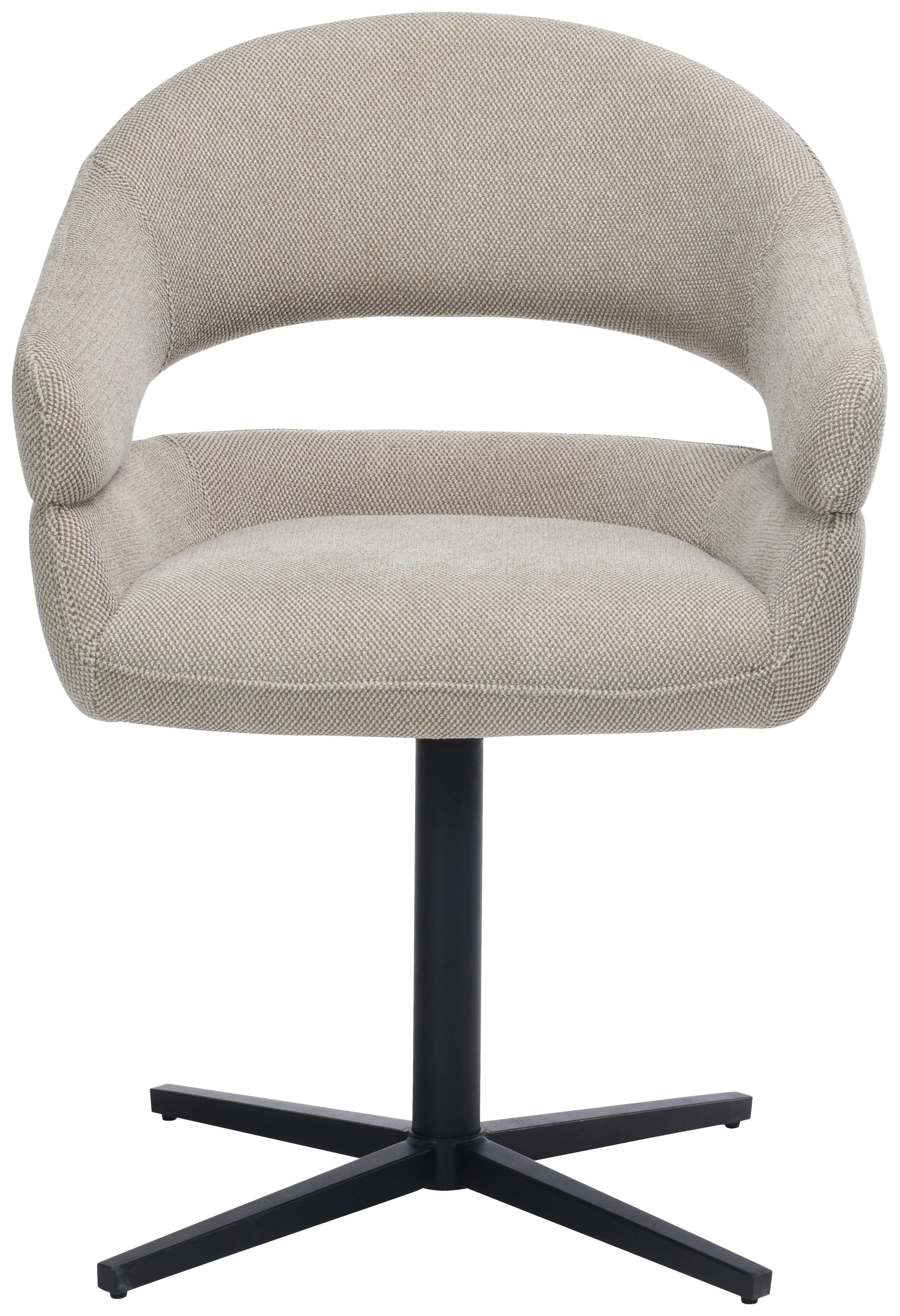 Armlehnstuhl Sigrid Leinenoptik Braun Drehbar - Schwarz/Braun, MODERN, Holz/Textil (62/84/58cm) - My Baby Lou