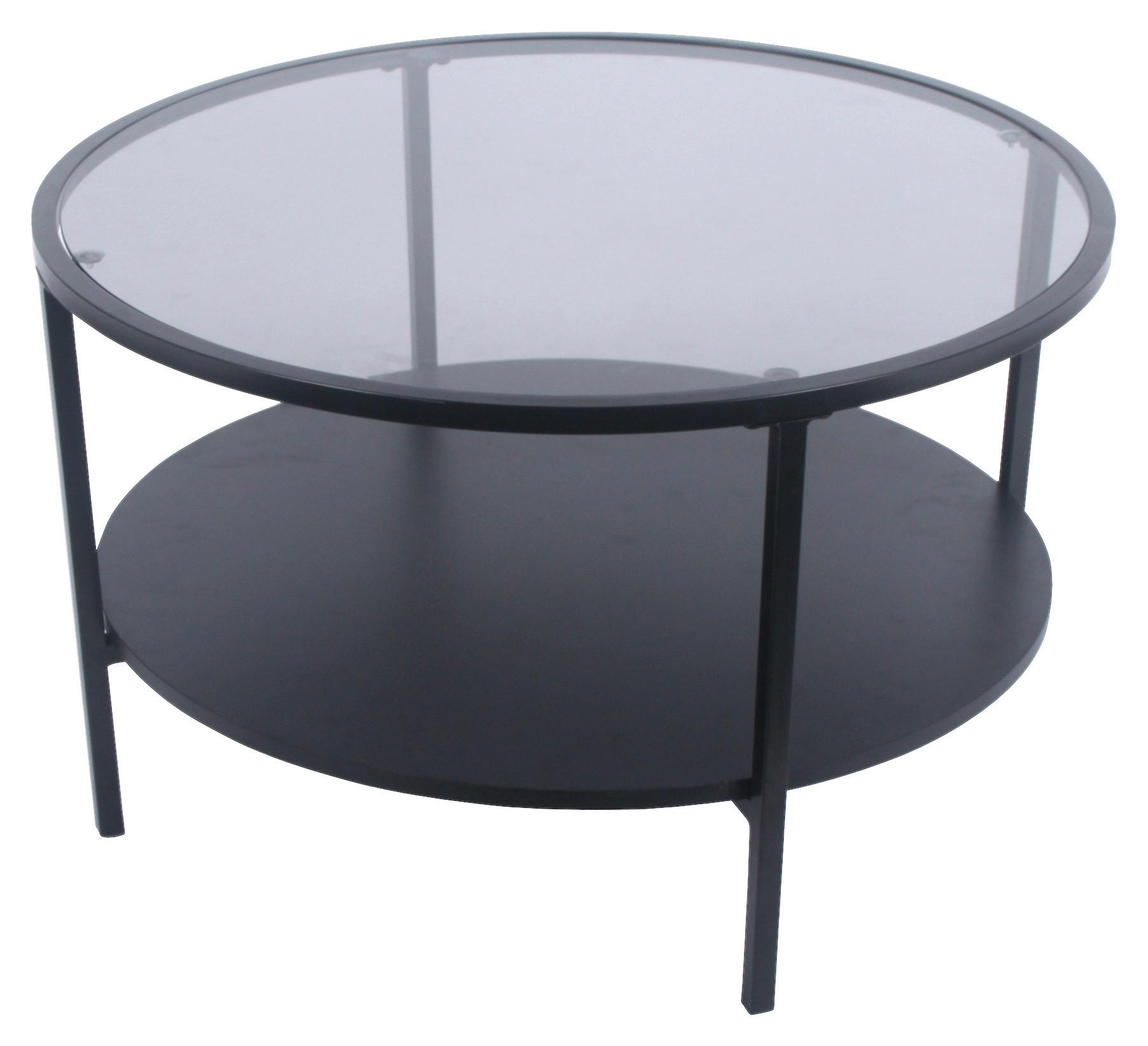 Dohányzóasztal Rio - fekete, Modern, faalapú anyag/Üveg (75/75/45cm)