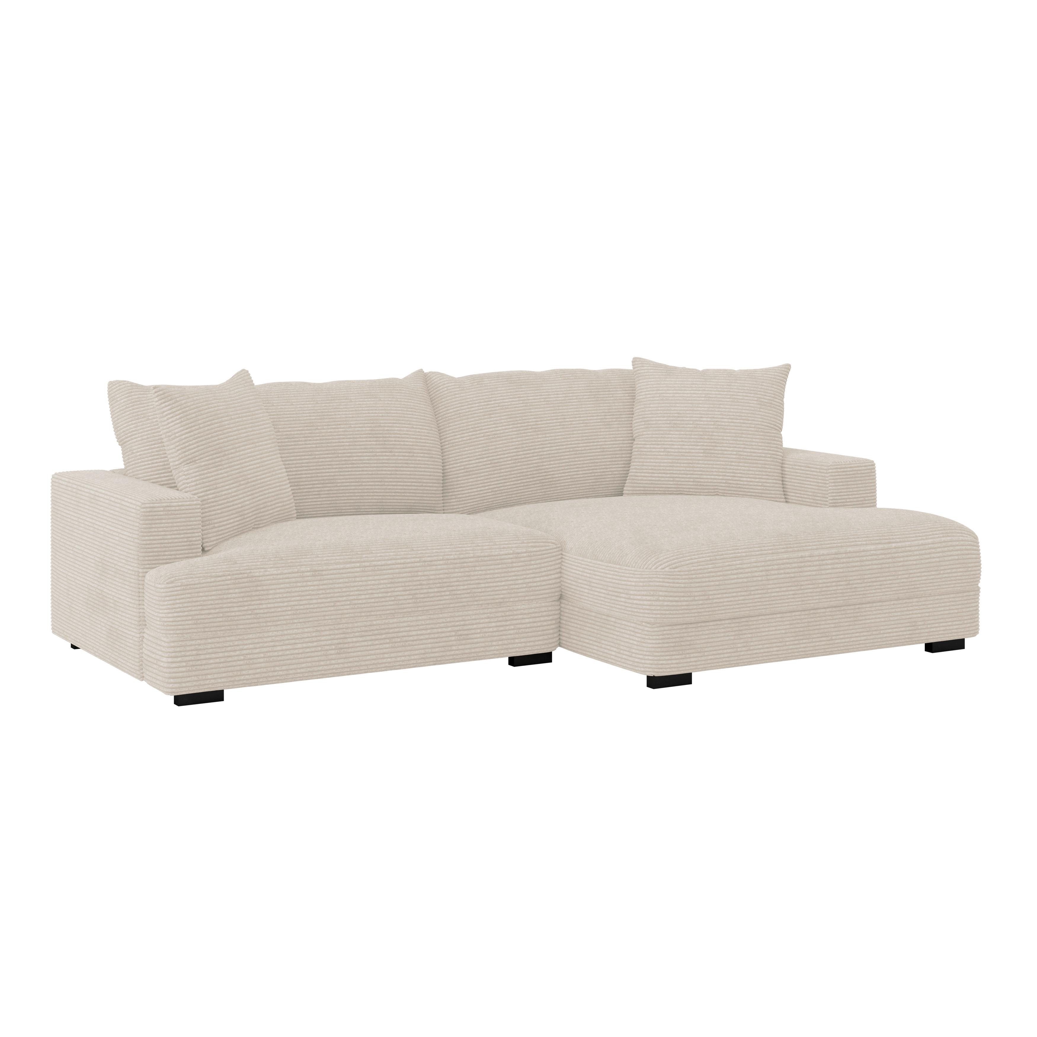Ecksofa Pelle - Beige/Schwarz, MODERN, Textil (265/180cm)