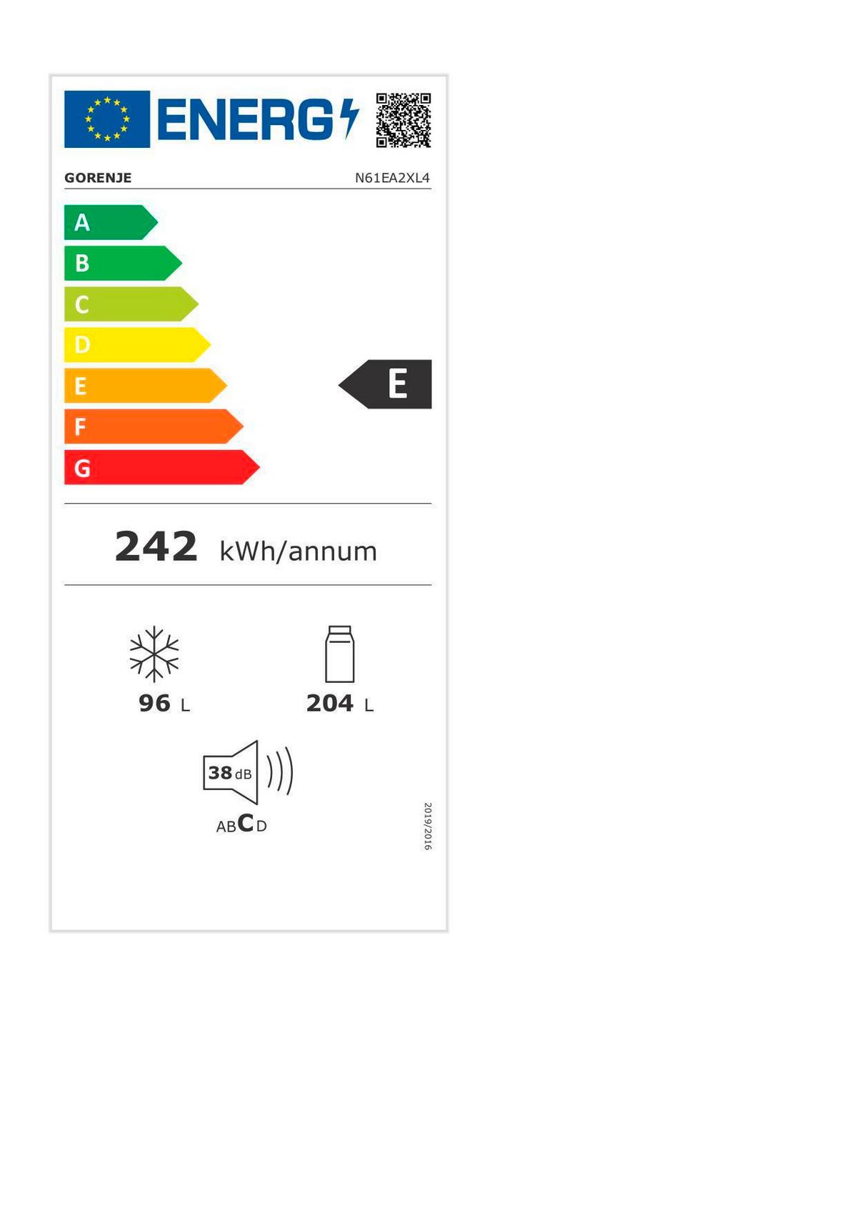 Kühl-gefrier-kombination N61ea2xl4 - Edelstahlfarben, Basics, Glas/Kunststoff (60/185/59,2cm) - Gorenje