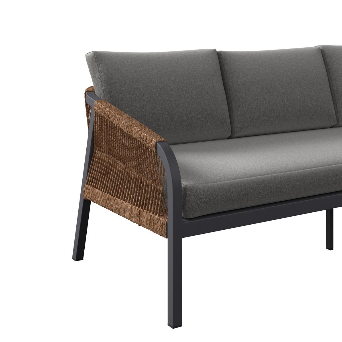 TERASOVÁ SEDACÍ SOUPRAVA CASA BLANCA - světle šedá/přírodní barvy, Moderní, kov/textil