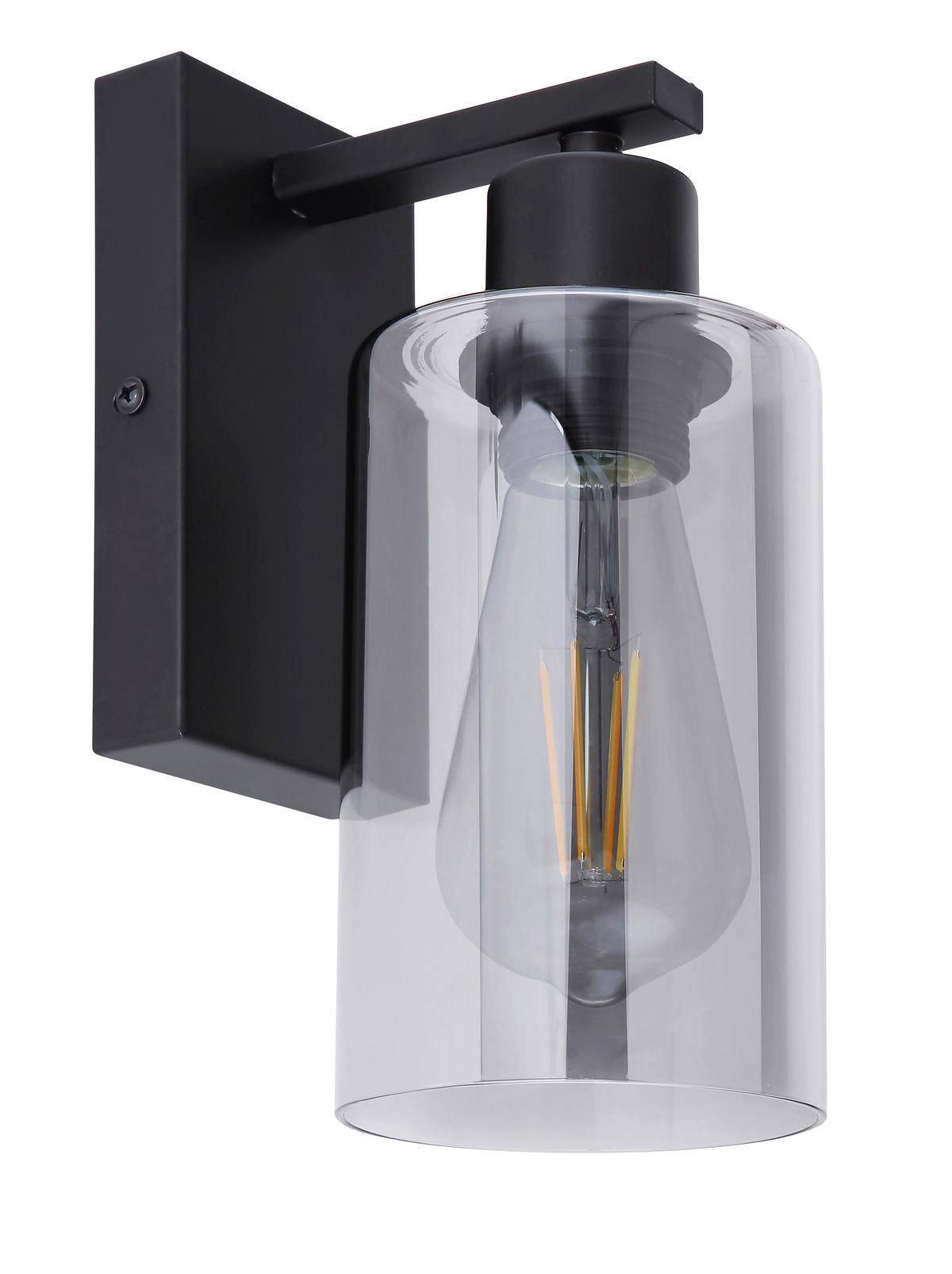 Wandleuchte 1-Flammig Grau/Schwarz - Schwarz/Grau, Design, Glas/Metall (10/15/23cm) - Globo