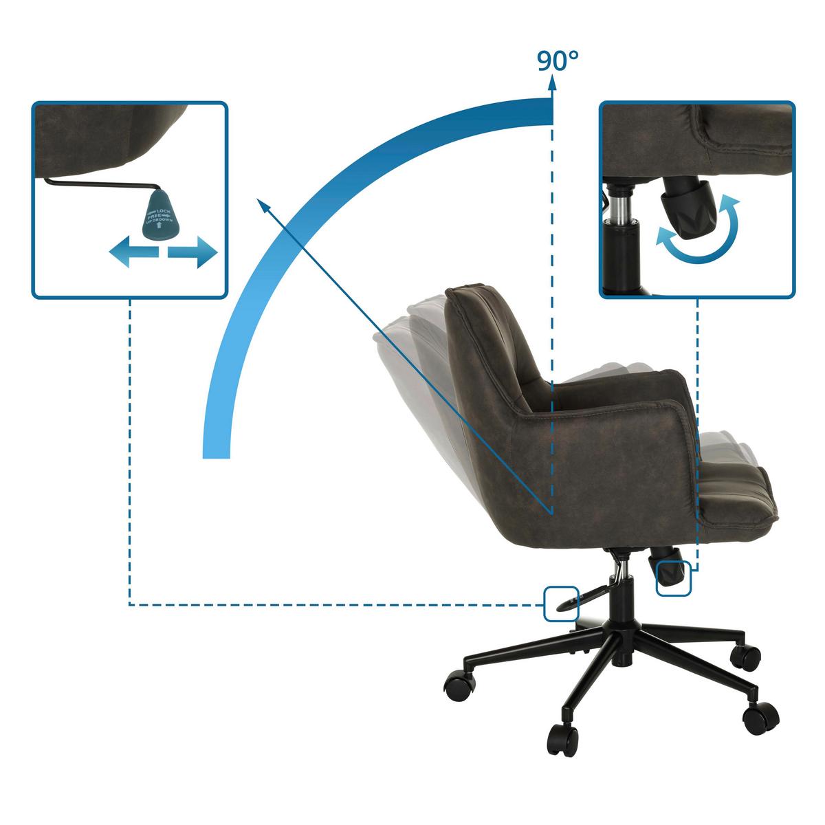 Drehstuhl Solao Life Dunkelgrau B: 54 cm - Dunkelgrau/Schwarz, MODERN, Kunststoff/Textil (54/85/70cm) - MID.YOU