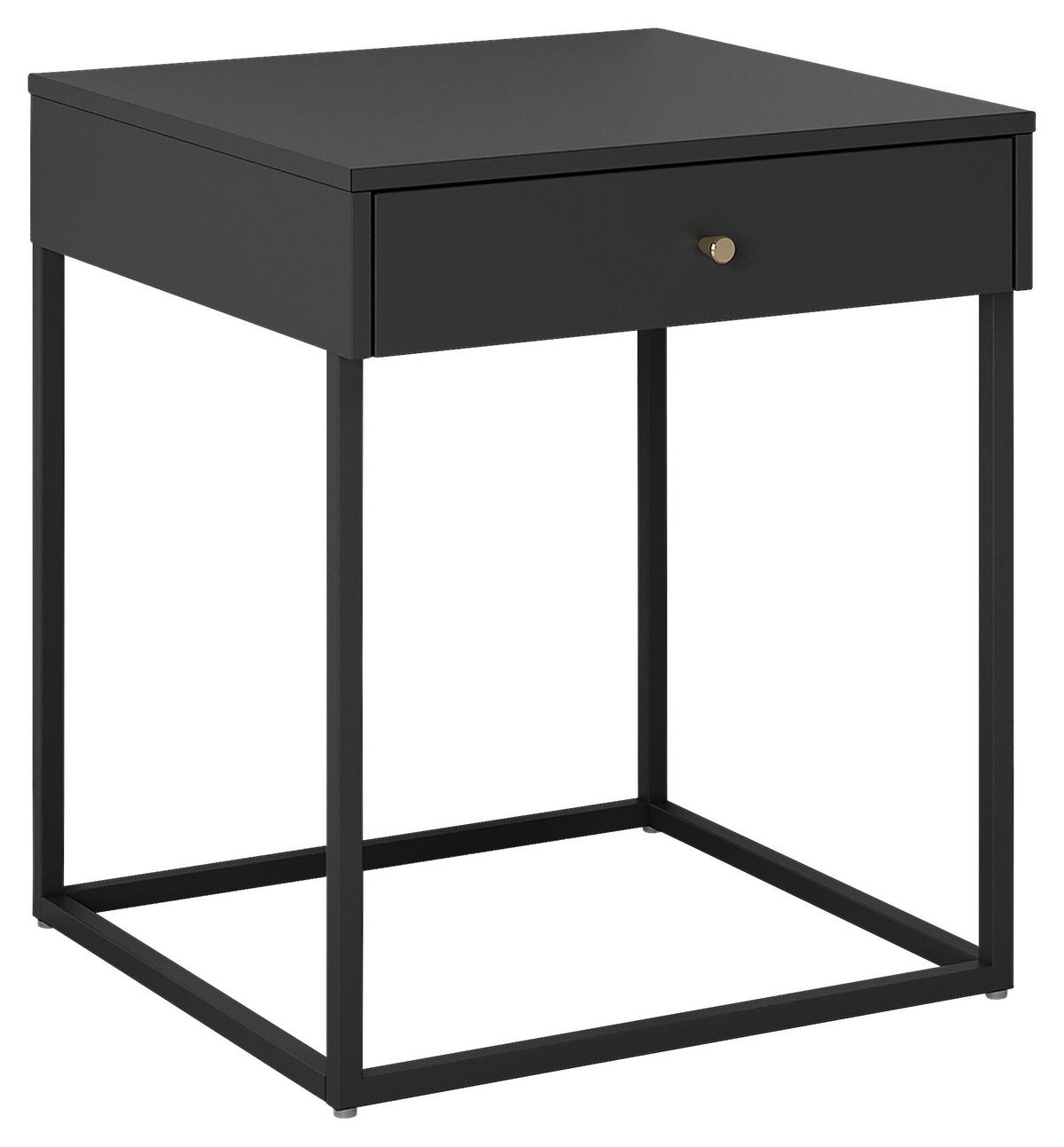 Nachtkästchen Schwarz Stahl H: 50 cm Mona - Schwarz, MODERN, Metall (41/50/43cm)