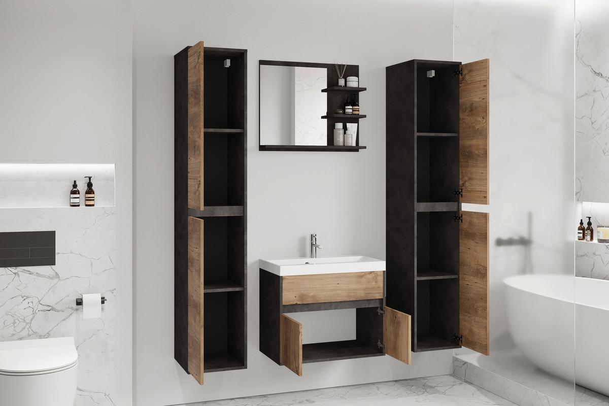 Badmöbel-Set 5-Tlg. Cyprus II B: 120,4 cm Kastanie/Anthrazit - Kastanienfarben/Anthrazit, LIFESTYLE, Keramik/Holzwerkstoff (120,4cm) - P & B