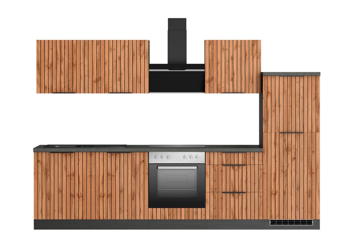 Küchenblock Liverpool Graphit/eiche Dekor B: 240 Cm - Schieferfarben/Eiche Wotan, Basics, Holzwerkstoff (300cm) - Held
