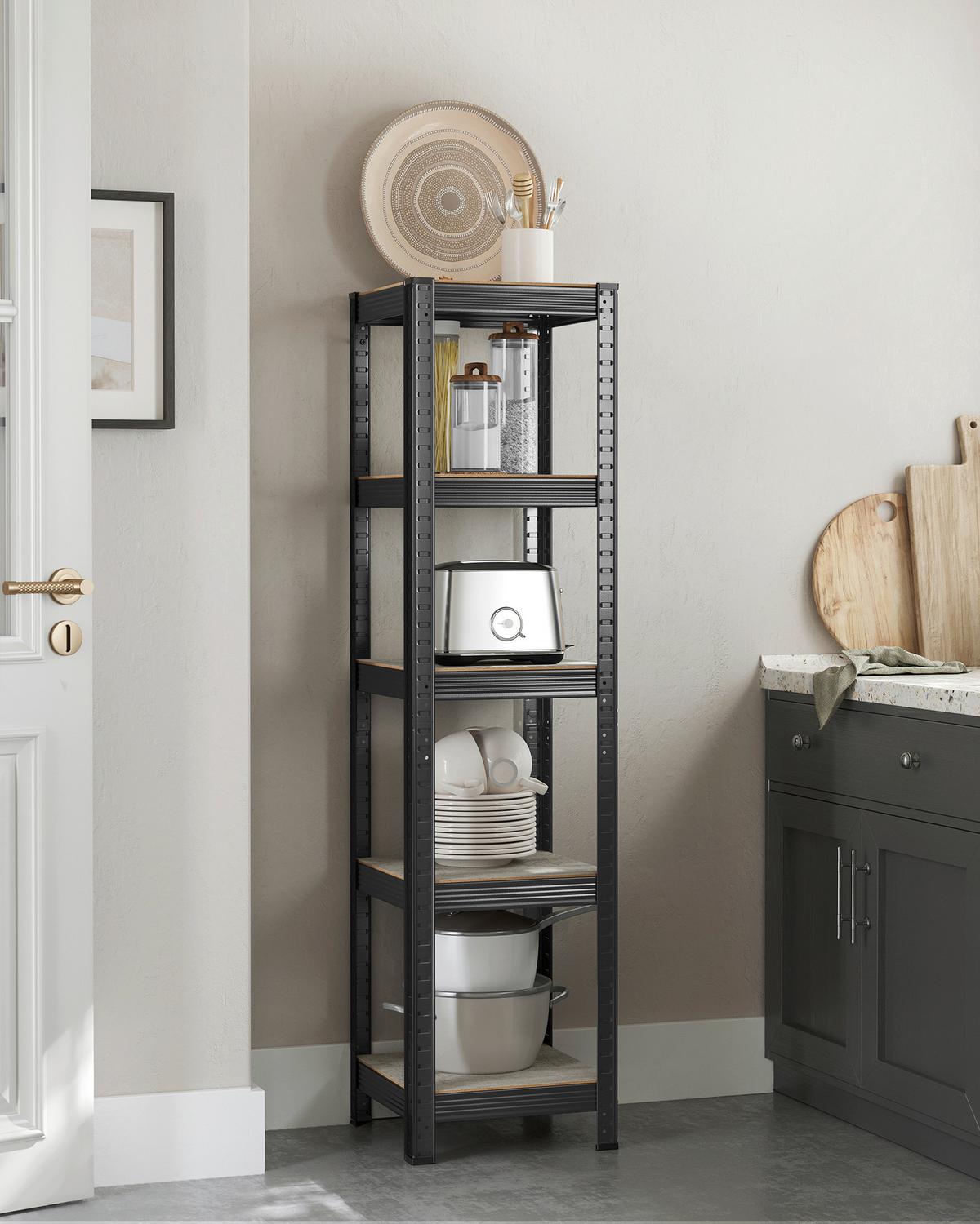 Schwerlastregal Shelving Schwarz/greige B: 37 Cm - Greige/Schwarz, Basics, Holzwerkstoff/Metall (37/150/37cm)