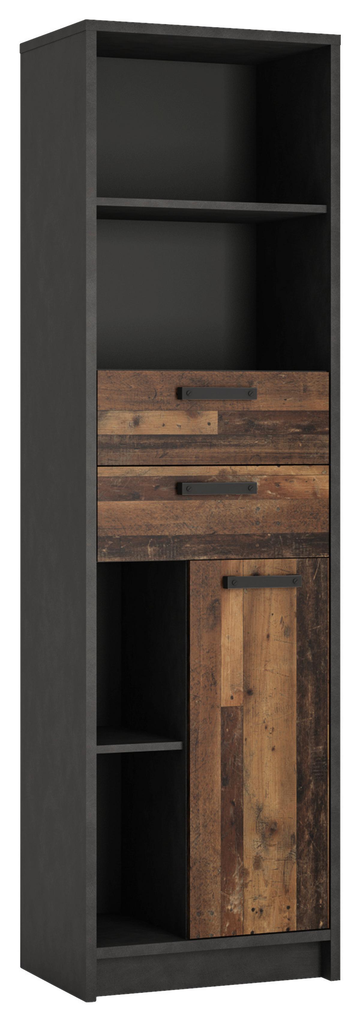 Gyerek Könyvespolc Nubi - ótölgy/sötétszürke, Modern, faalapú anyag (55,8/196/42cm)