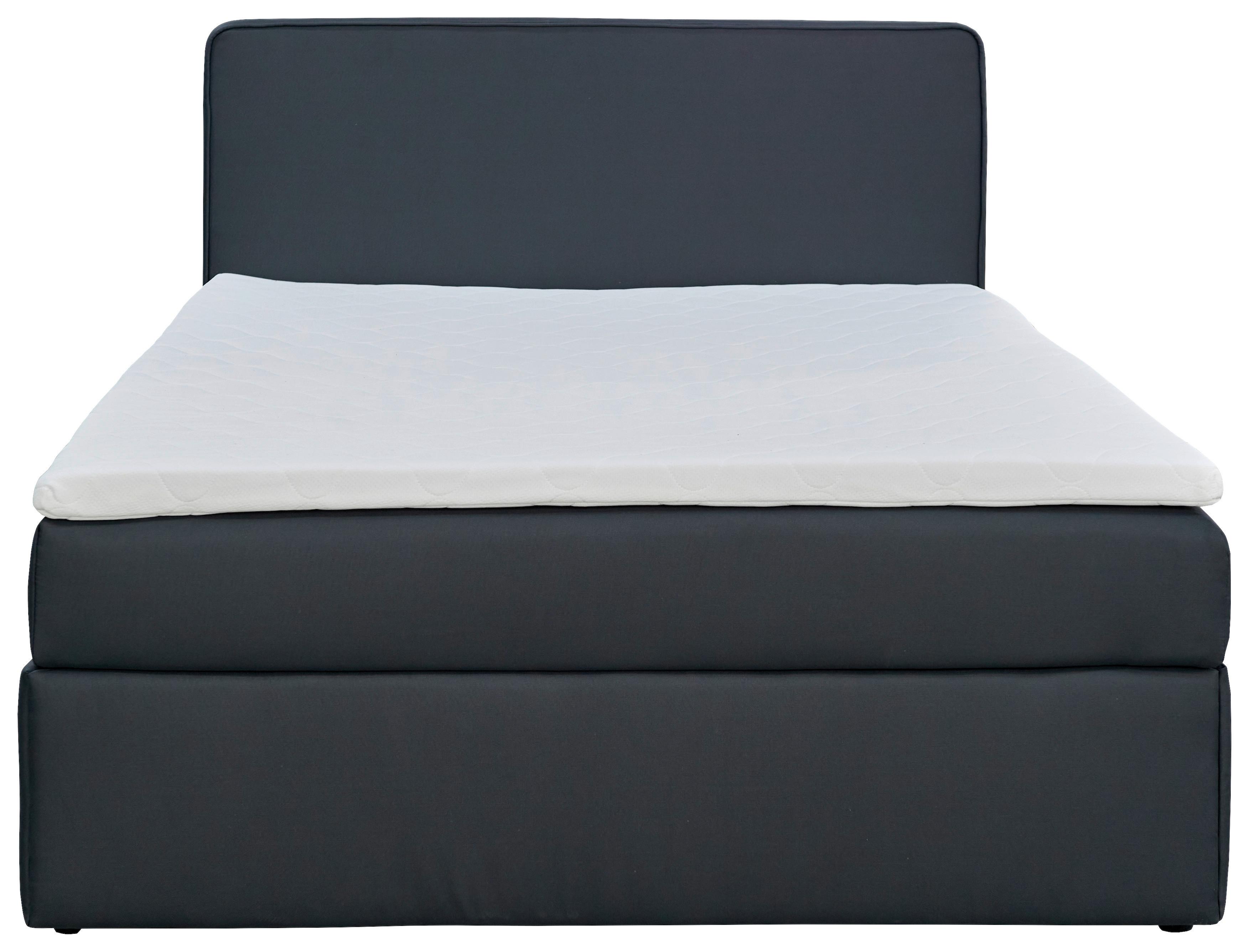 Boxspringbett Mit Topper 140x200 Jubi - Dunkelgrau/Anthrazit, KONVENTIONELL, Textil (140/200cm)