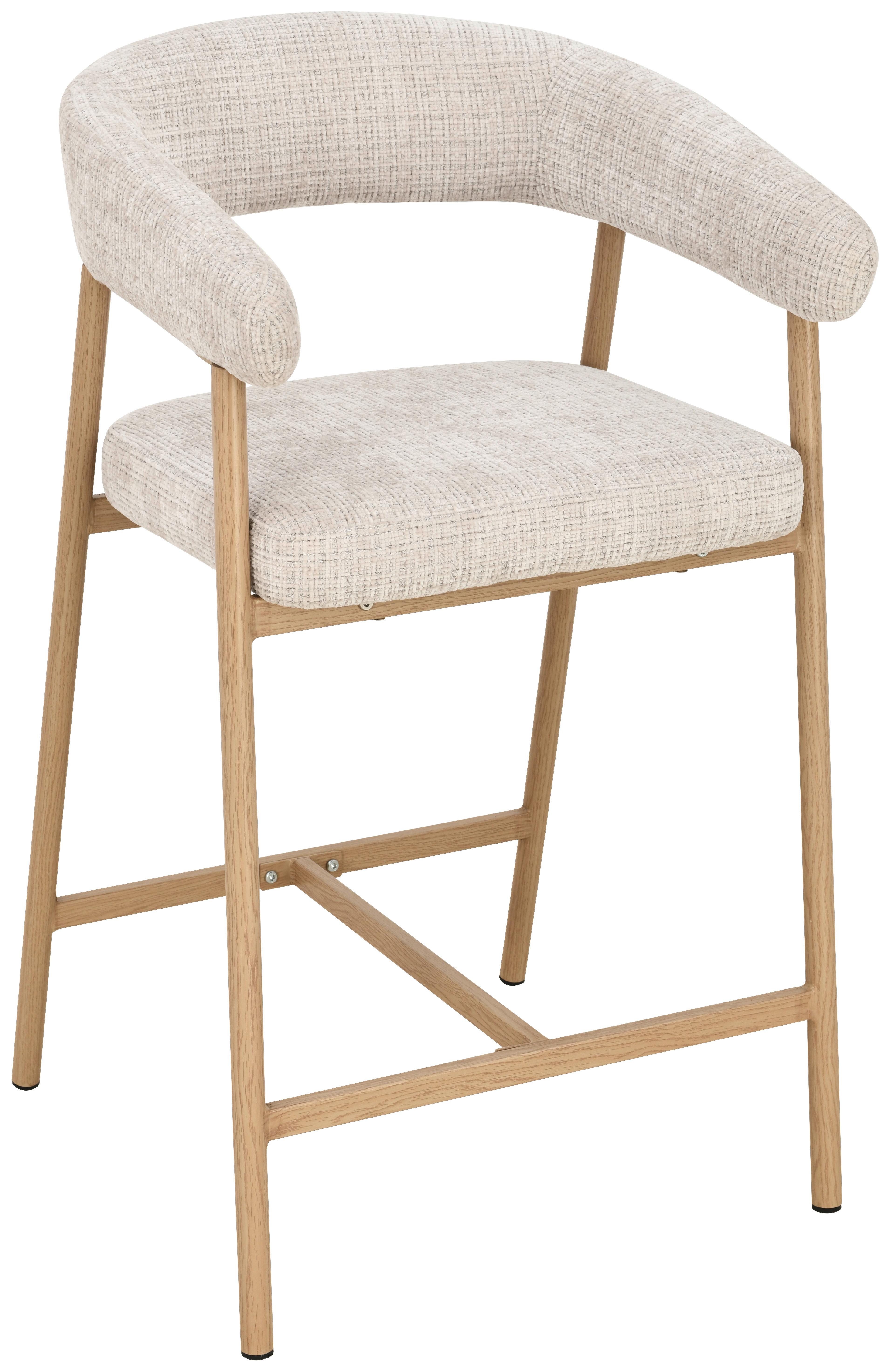 Barhocker Flora Beige/Eichefarben B: 53 cm - Eichefarben/Beige, MODERN, Holz/Textil (53/93/55cm) - Livetastic