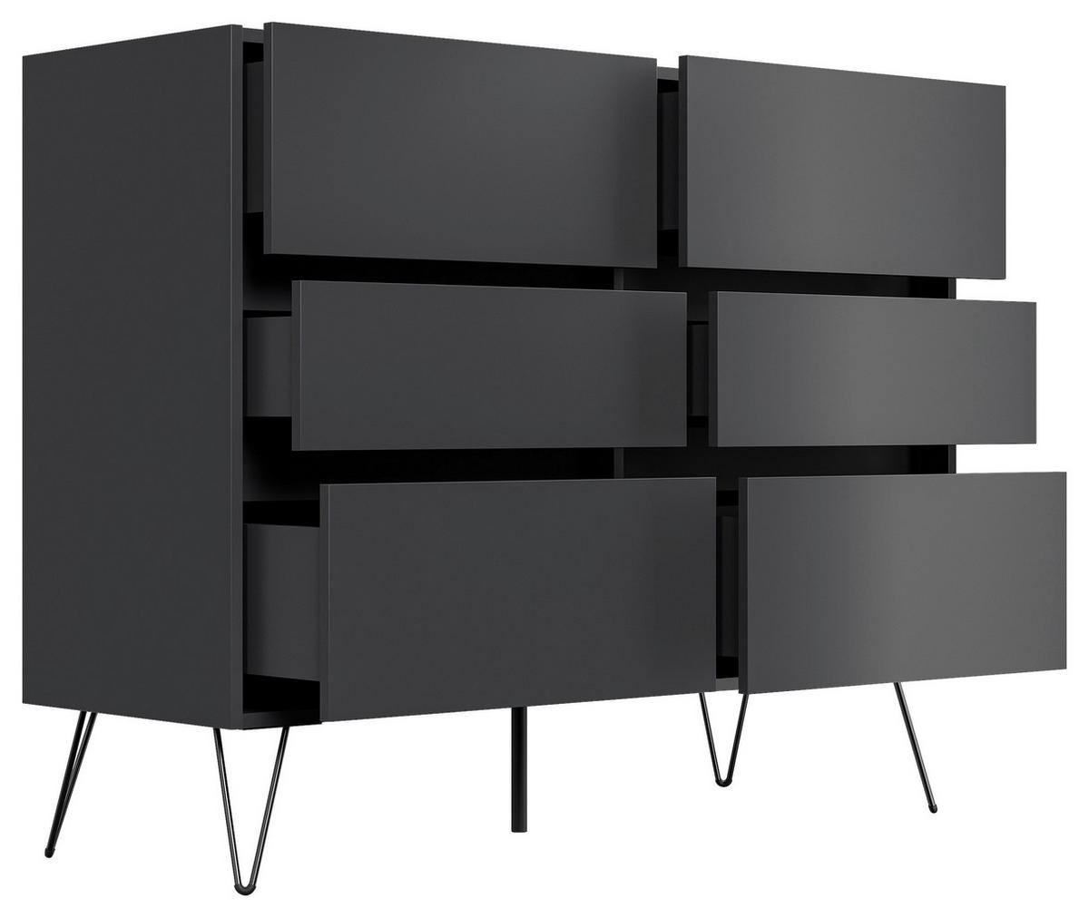 Sideboard Posseik Industrial Graphitfarben B: 120 cm - Schwarz/Graphitfarben, Design, Holzwerkstoff (120/93,6/42cm) - P & B