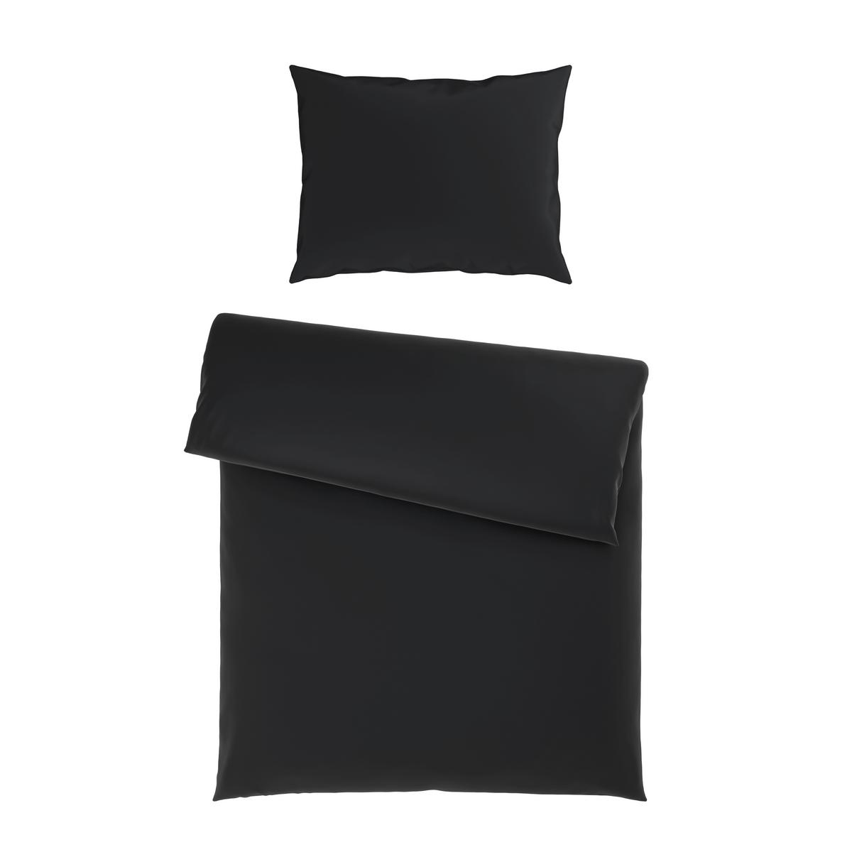 Bettwäsche 140x200 Cm Lydia Satin, Schwarz - Schwarz, MODERN, Textil - Luca Bessoni