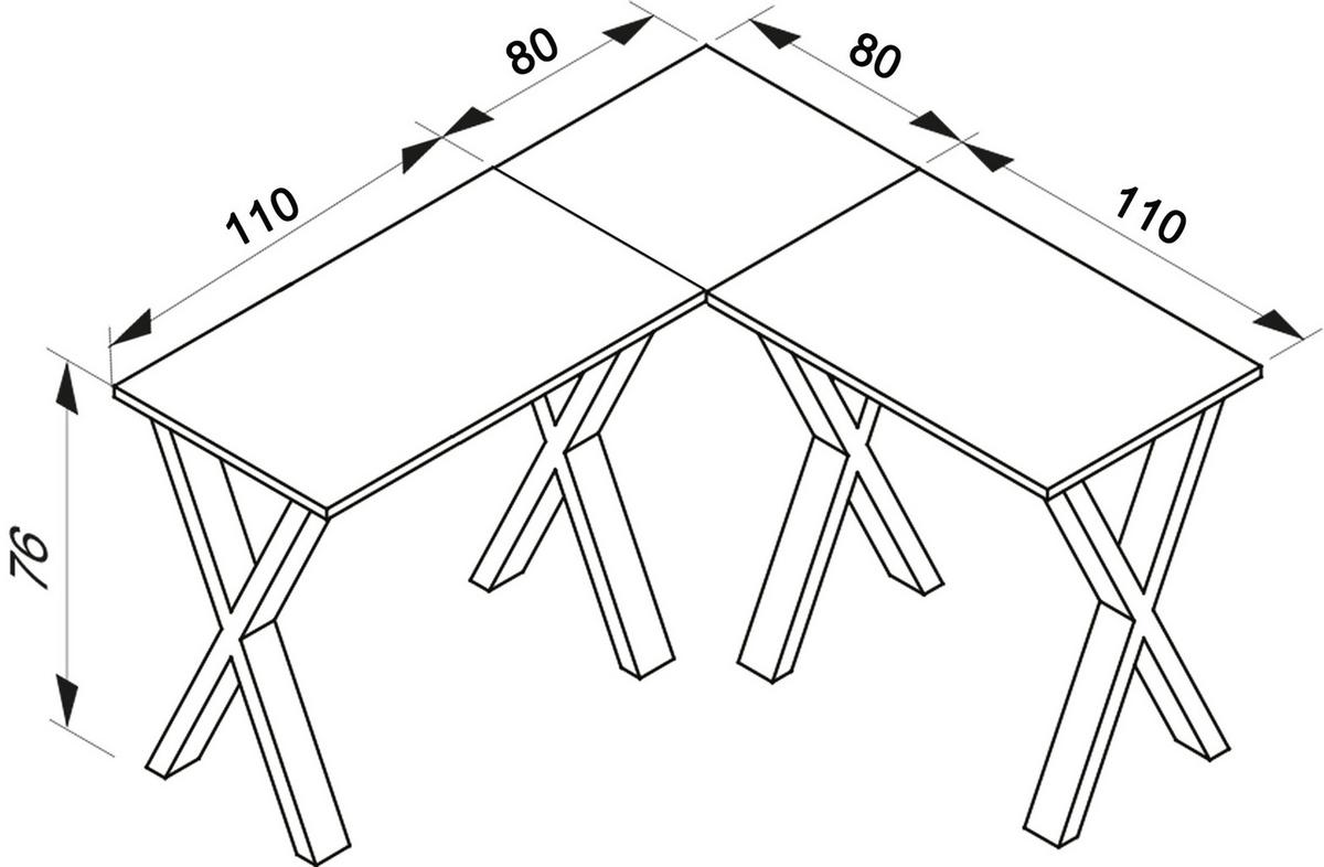 Eckschreibtisch Lona Anthrazit/schwarz, L: 190cm - Anthrazit/Silberfarben, MODERN, Holzwerkstoff/Metall (190/190/76cm) - MID.YOU