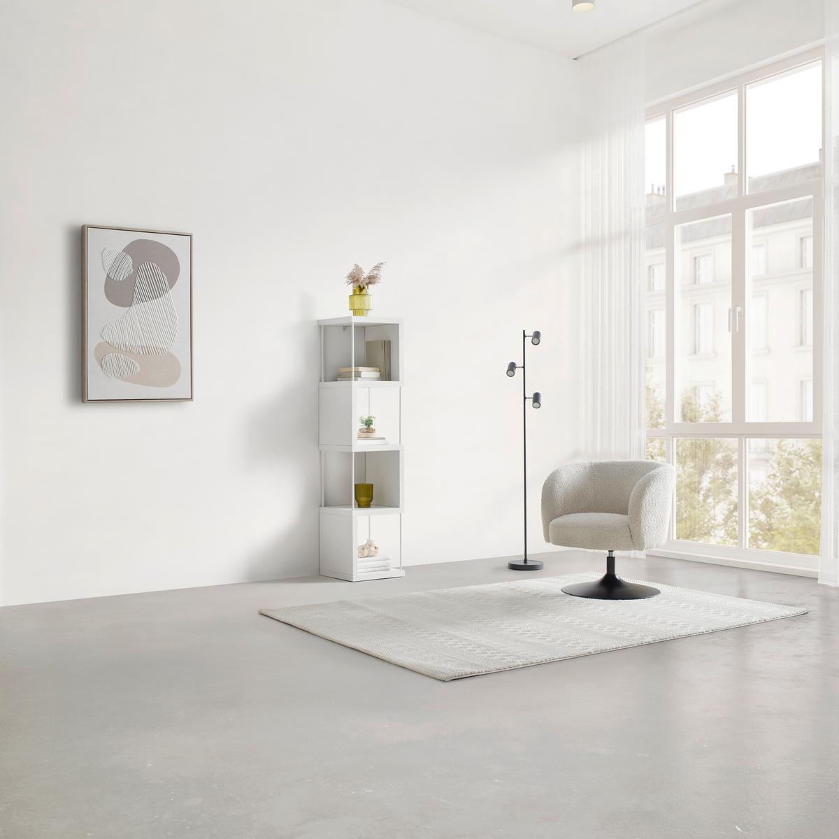 REGÁL PINNAR - biela, Modern, kov/kompozitné drevo (33/136,5/33cm) - Mömax