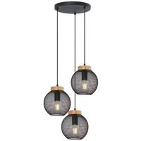 Hängeleuchte Vision H: 120 cm 3-Flammig mit Holz/ Metall - Schwarz/Braun, Basics, Holz/Metall (44/120cm) - Globo