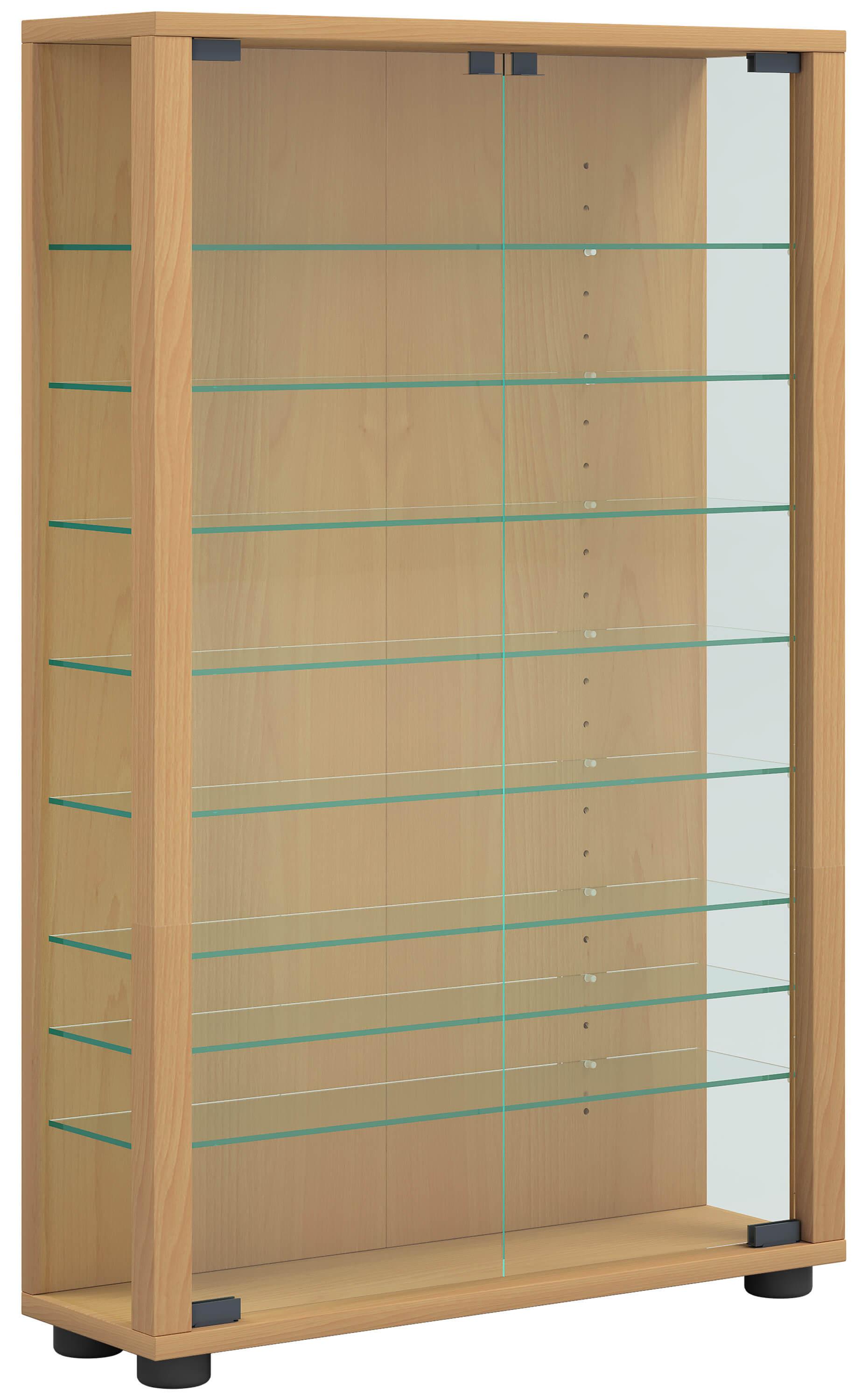 Vitrin Lumo Mini - bükkszínű, Design, faalapú anyag/üveg (59/91/18cm) - MID.YOU