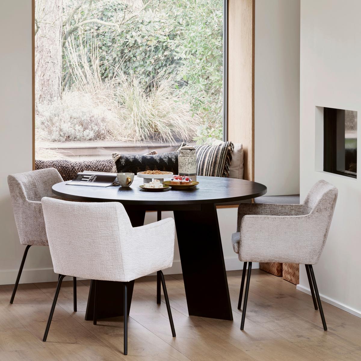 ESSTISCH Fries Schwarz L: 129cm - Schwarz, MODERN, Holz (129/129/75cm) - Livetastic
