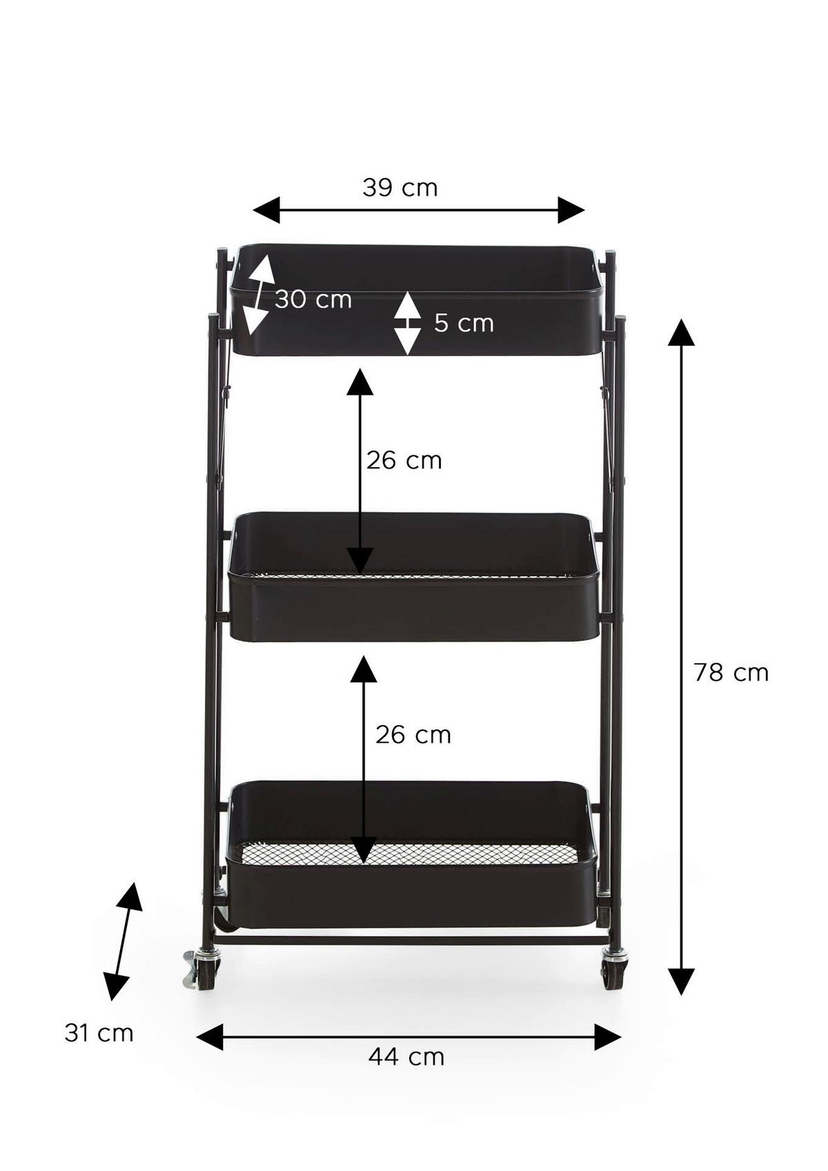 Einkaufstrolley Schwarz B: 44cm - Schwarz, Design, Metall (44/78/31cm) - MID.YOU