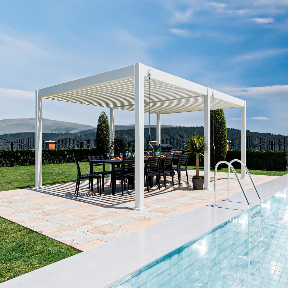 Pergola 360x530 Cm Wetterbeständig, Weiß - Weiß Hochglanz, Basics, Metall (360/255/530cm)