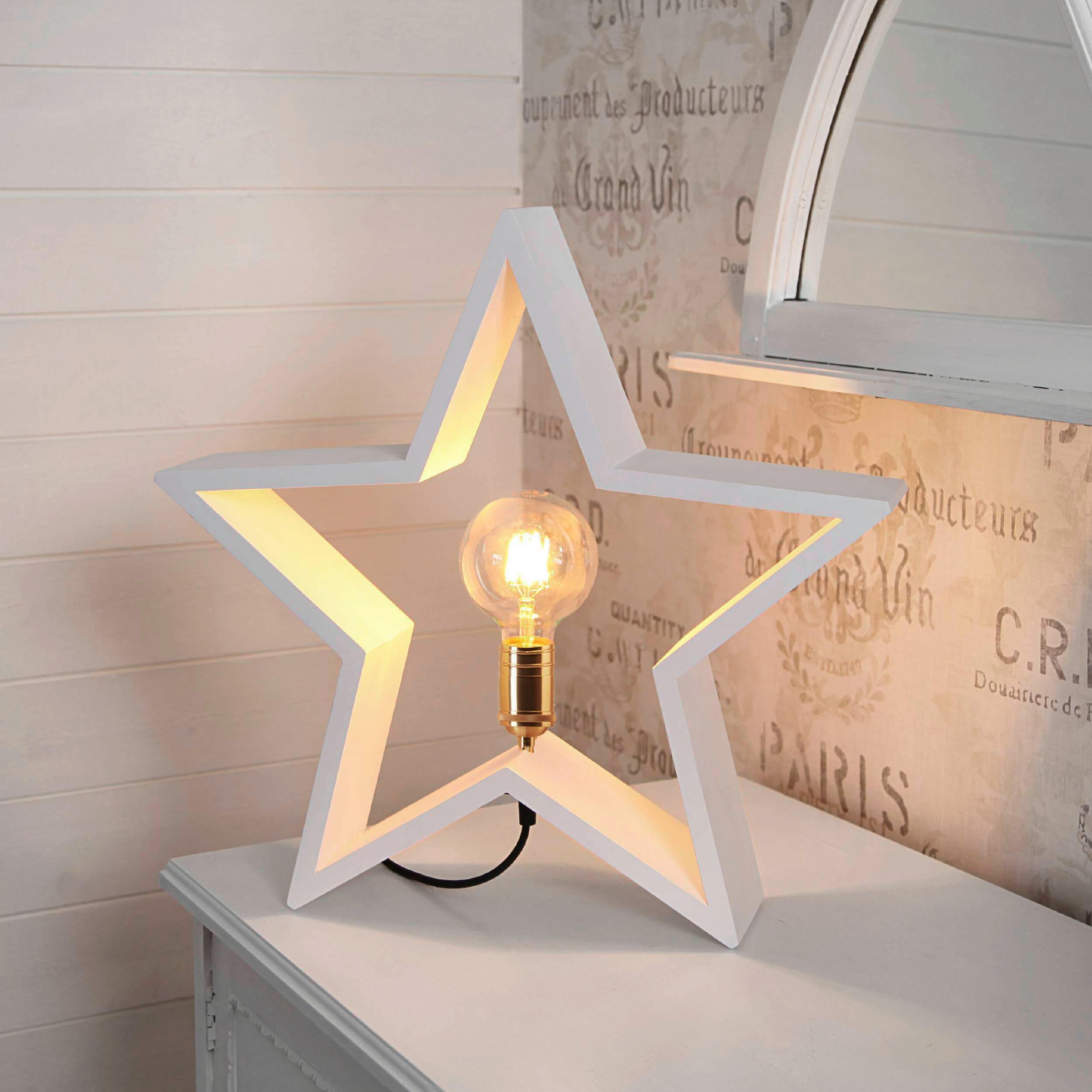 Tischleuchte 257-01 Lyse - Messingfarben/Weiß, Basics, Holz/Metall (50/10/48cm) - Eglo