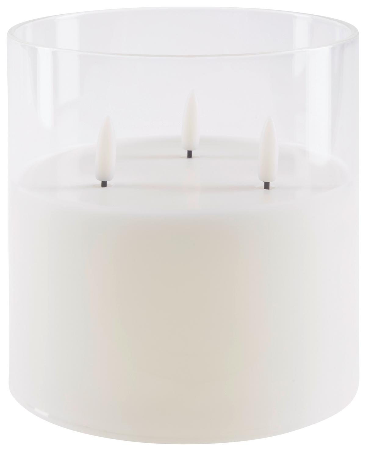 Led-kerze Ingrid - Klar/Weiß, Basics, Glas/Naturmaterialien (15/15cm) - James Wood