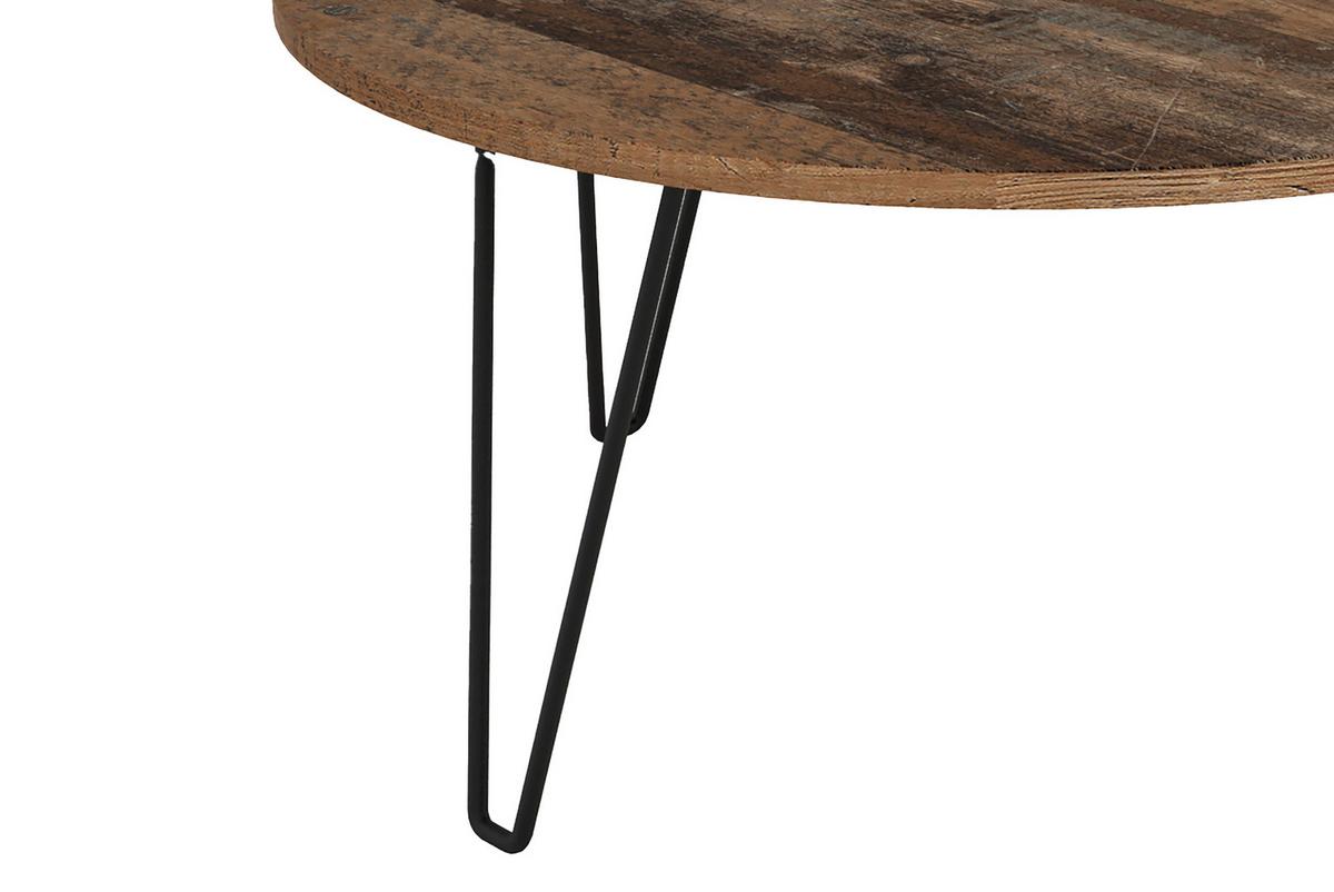 Couchtisch Rund Flair Schwarz/alteiche Dekor - Alteiche/Schwarz, KONVENTIONELL, Holzwerkstoff/Metall (80/80/40cm) - MID.YOU