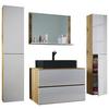Badezimmer Lendas Bl Xl - Honigeiche/Schwarz, MODERN, Glas/Keramik (147cm) - MID.YOU