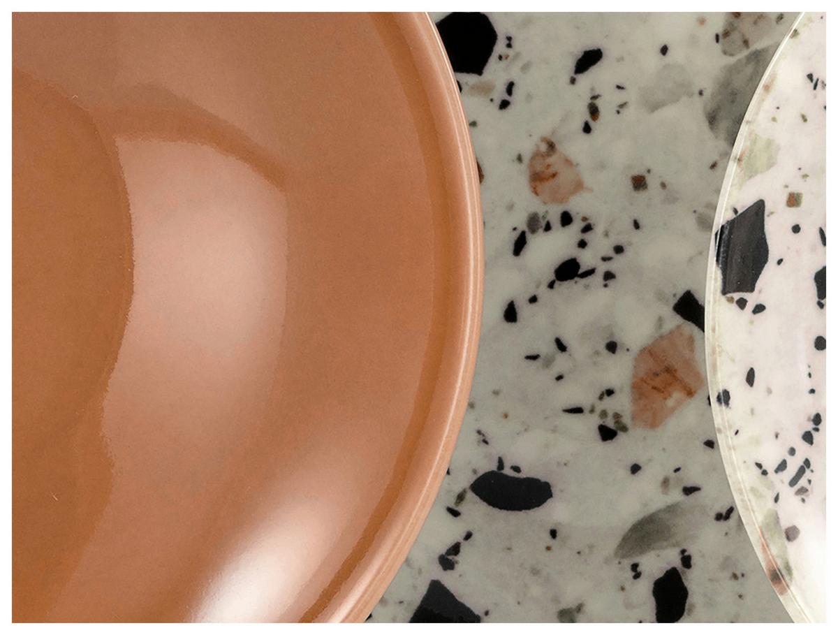 Tafelservice Terrazzo Mix, Grau, 12-Tlg. - Koralle/Multicolor, Basics, Keramik - Creatable
