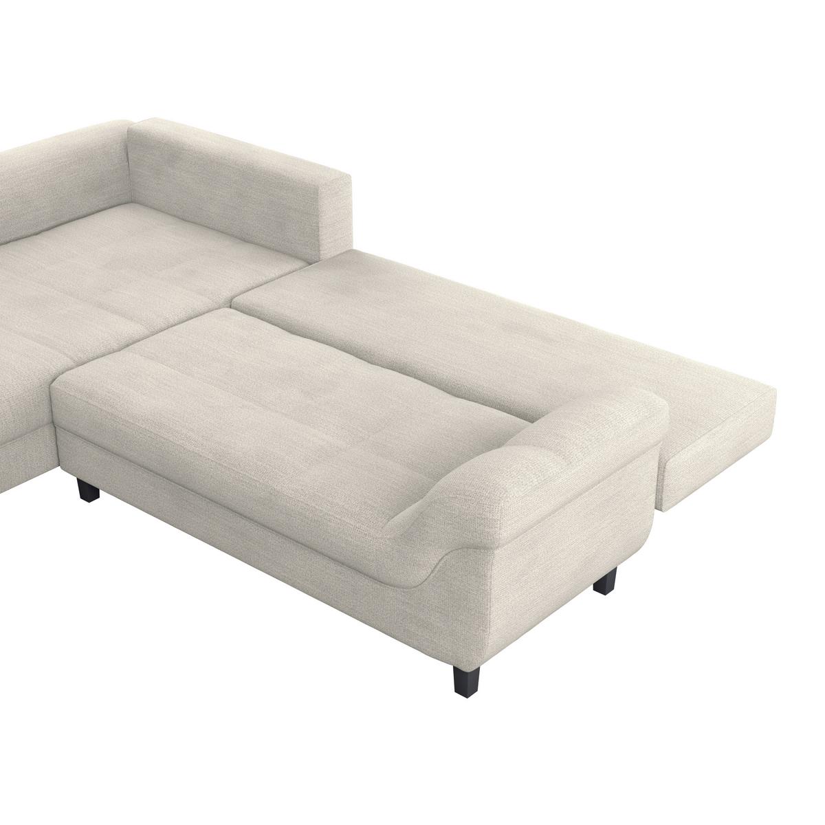 Ecksofa mit Schlaffunktion Mendoza New Chenille 197x309cm - Greige/Schwarz, KONVENTIONELL, Textil (197/309cm) - Ondega