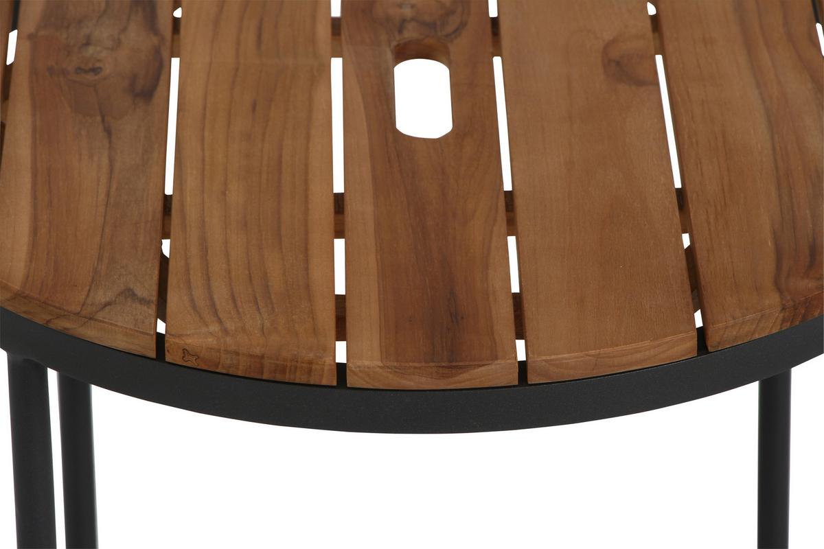 Gartenbeistelltisch H16597 - Anthrazit/Teakfarben, MODERN, Holz/Metall (50/50/40cm) - Siena Garden