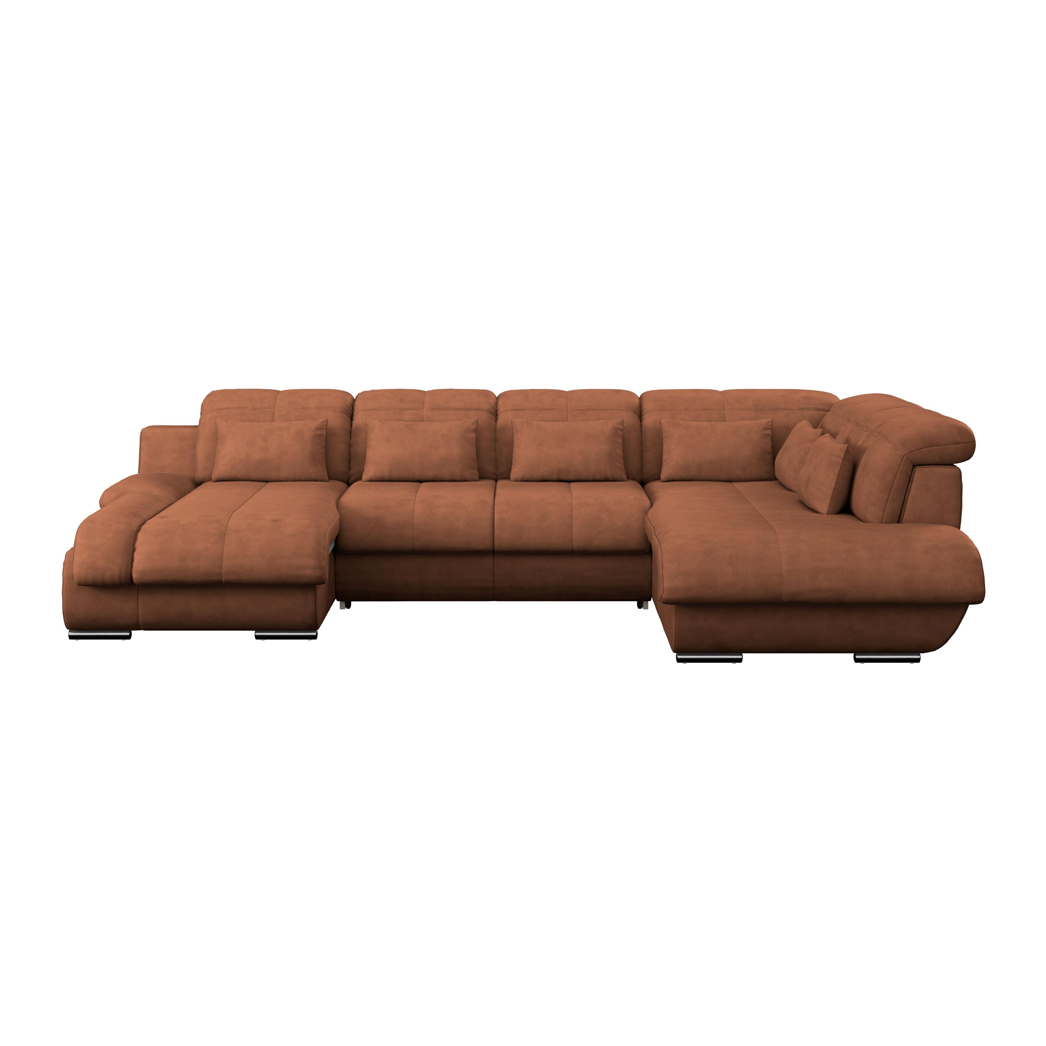 Wohnlandschaft Multi mit Schlaffunktion Cognac - Chromfarben/Cognac, MODERN, Textil (184/345/228cm) - Luca Bessoni