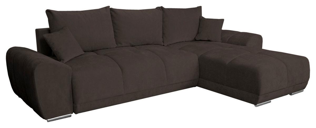ECKSCHLAFSOFA Ramon, Braun S: 296x182 cm - Chromfarben/Beige, Trend, Textil (296/182cm)