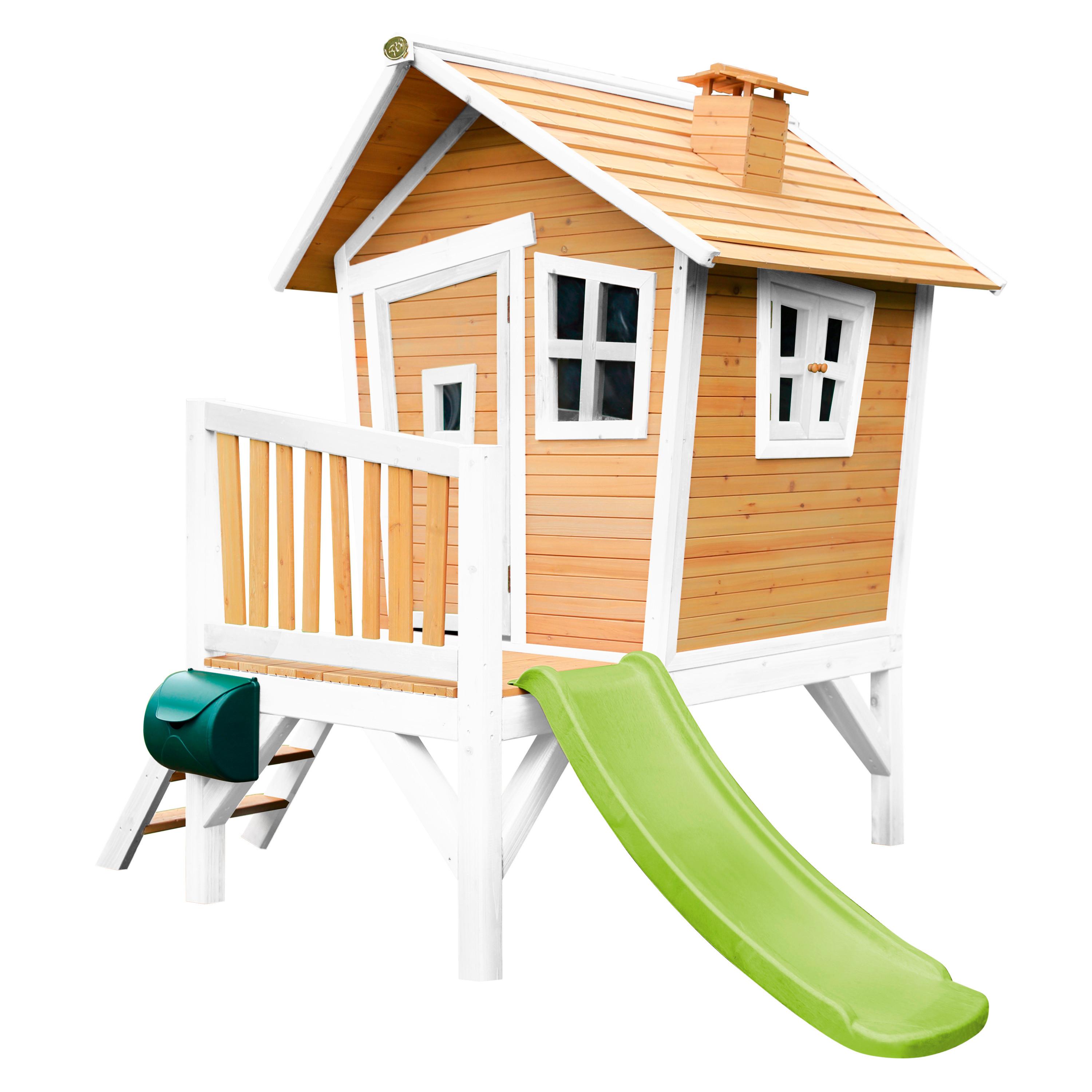Spielhaus Robin Aus Zedernholz - Braun/Weiß, Basics, Holz/Kunststoff (264/203/177cm) - Ambia Garden