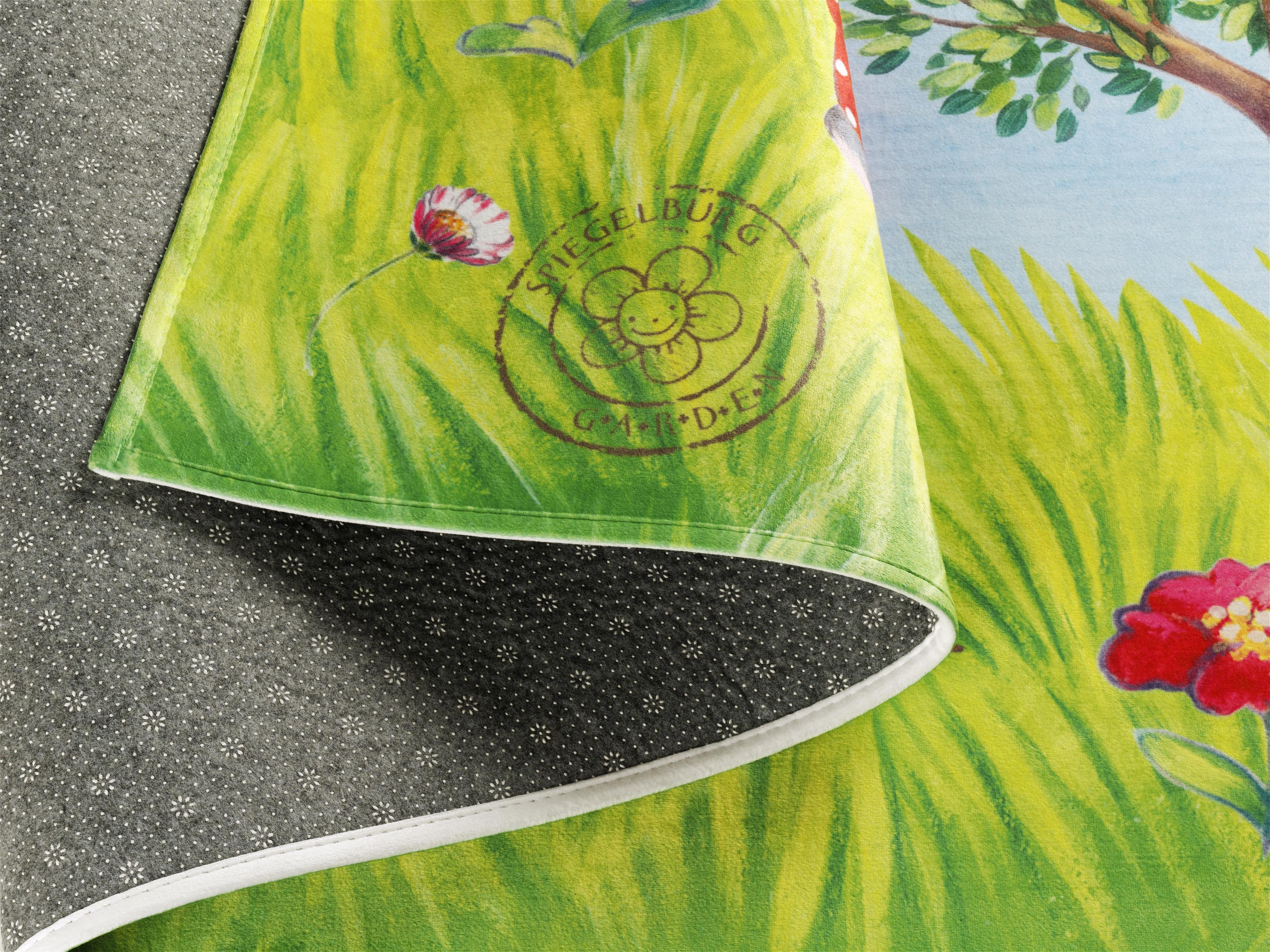 Kinderteppich Maulwurf/Frosch Grün/Blau Garden 140x200 cm - Blau/Hellgrün, Trend, Textil (140/200cm)