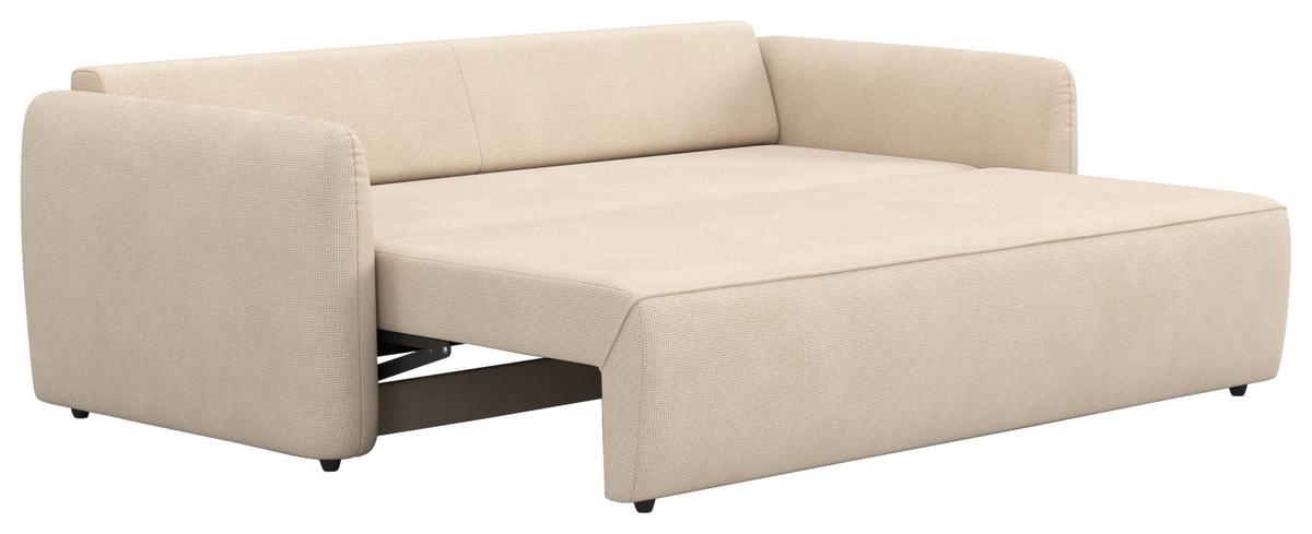 Megasofa mit Bettfunktion Flow Mikrofaser natur, B: 222cm - Schwarz/Naturfarben, Trend, Textil (222/89/102cm) - MID.YOU