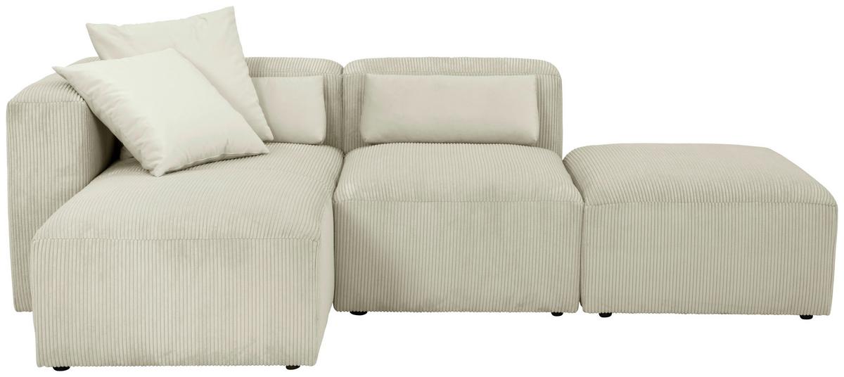 Ecksofa Lenata Creme Cord - Creme/Schwarz, Design, Textil (160/250cm) - Max Winzer