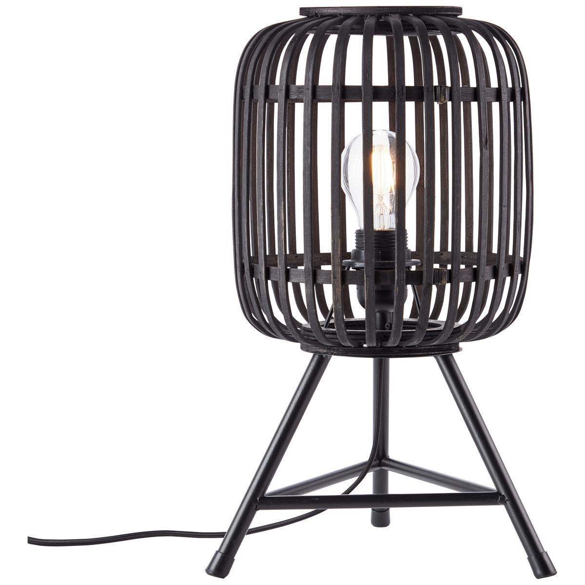 Tischlampe Woodrow Schwarz Dunkelbraun mit Schnurschalter - Dunkelbraun/Schwarz, Design, Holz/Metall (30/41cm) - Brilliant