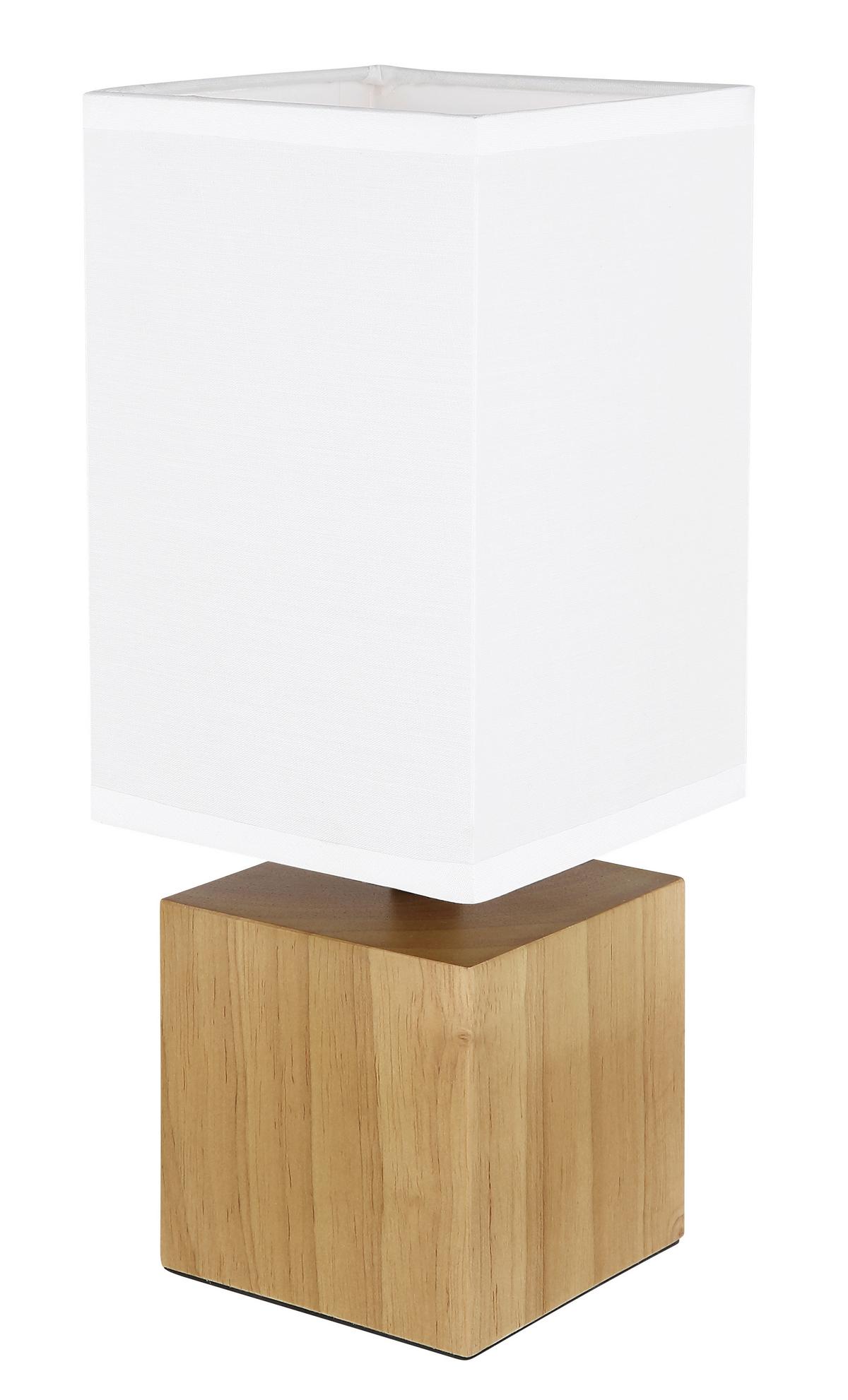 Tischleuchte 21628w - Weiß/Naturfarben, Basics, Holz/Textil (12/12/30cm) - Globo