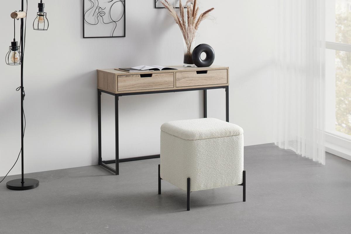 Taburet s úložným priestorom MIXO - čierna/biela, Modern, kov/kompozitné drevo (43cm) - Mömax