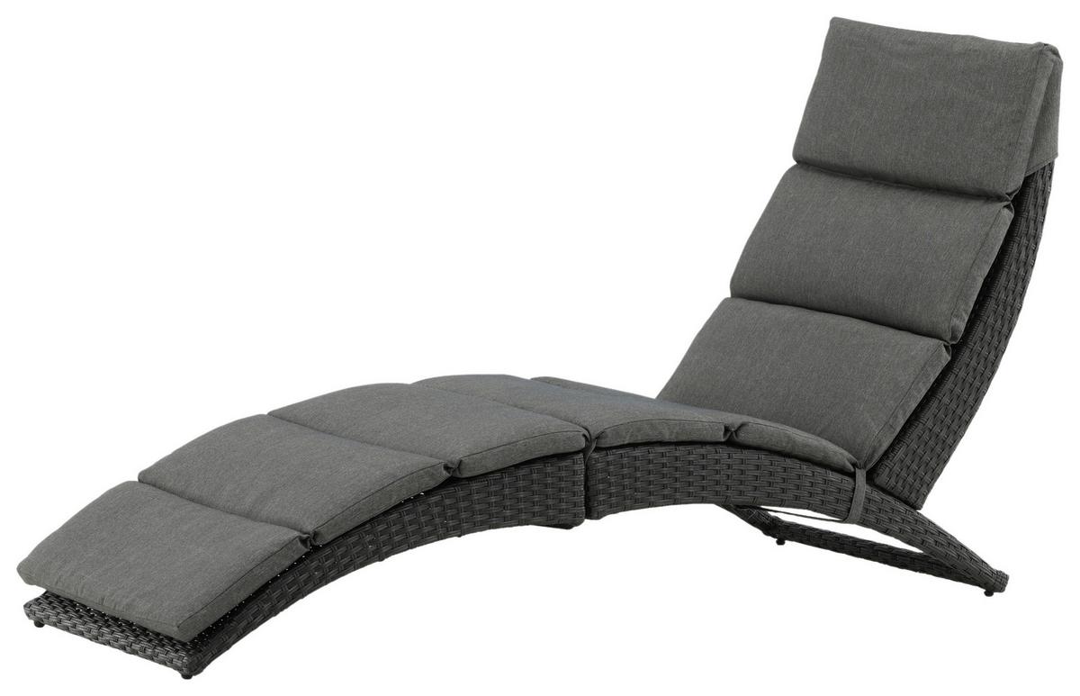 Sonnenliege Archie Kunststoff - Schwarz, KONVENTIONELL, Kunststoff (64/84/158cm) - Gardenson