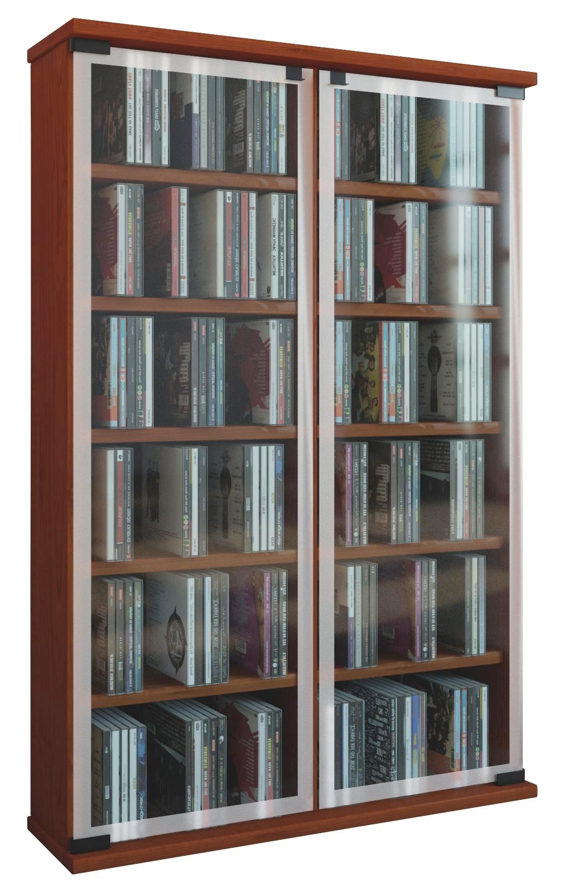 CD-regal Galerie B: 60 cm - Kirschbaumfarben, KONVENTIONELL, Glas/Holzwerkstoff (60/92/18cm)