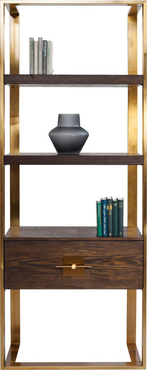 Regal Osaka - Messingfarben/Braun, Trend, Holzwerkstoff/Metall (82,4/210/45cm) - Kare-Design