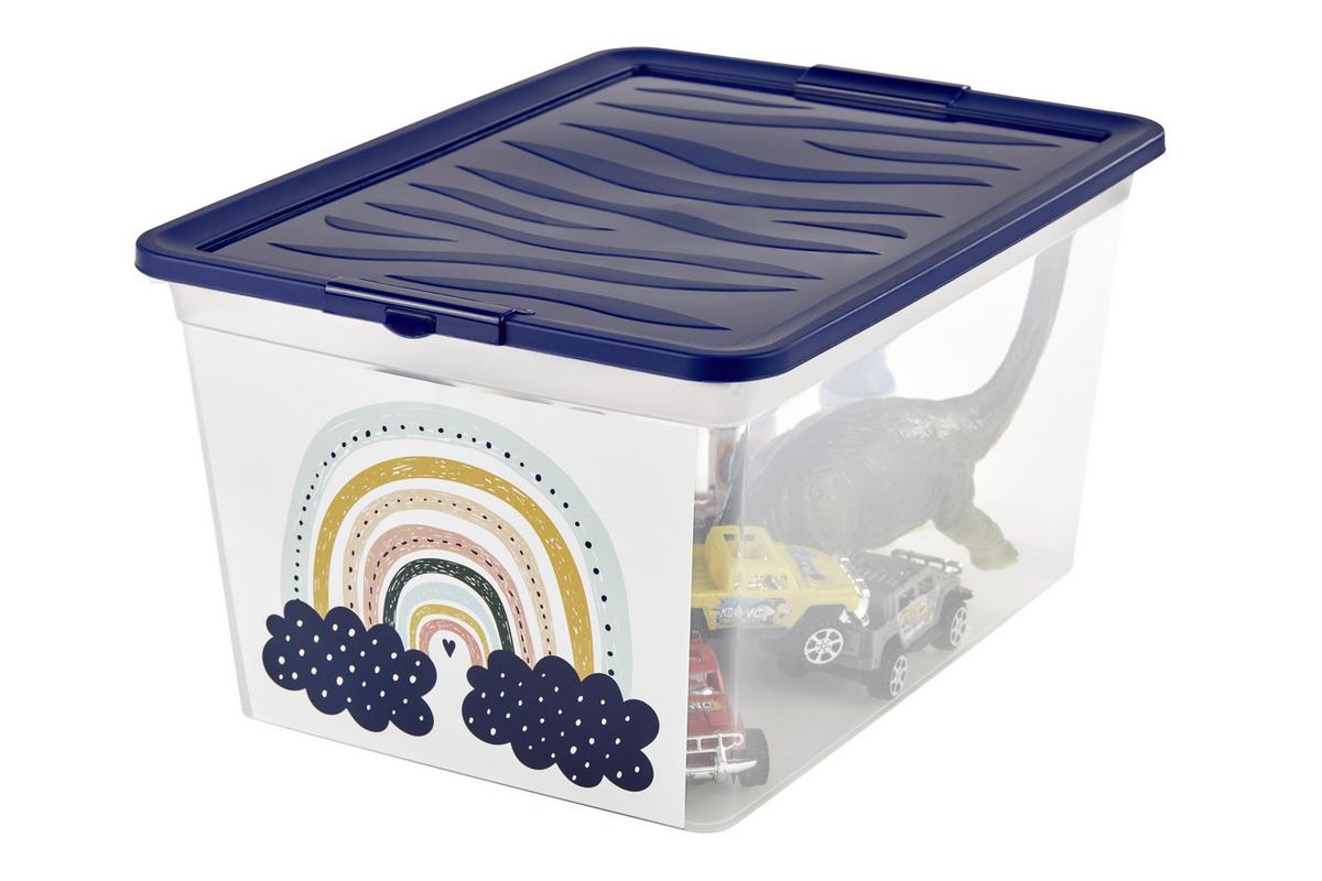 Aufbewahrungsbox Regenbogen mit Deckel 38,4x19,9x28,3 cm - Klar/Gelb, KONVENTIONELL, Kunststoff (38,4/19,9/28,3cm)