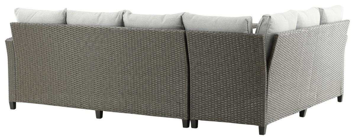 Loungegarnitur 3-Tlg Brentwood aus Kunststoff mit Kissen - Grau, KONVENTIONELL, Kunststoff - Gardenson