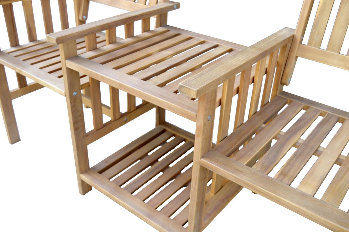 Gartenbank Ph-Aca-2gb-Table-Fold - Hellbraun, Basics, Holz (163/63/91cm)