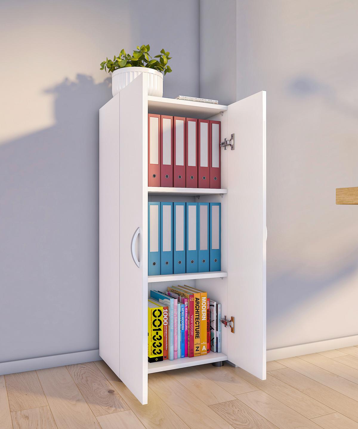 Aktenschrank Stehend  Ulas 3 Weiß B: 49 cm - Weiß, MODERN, Holzwerkstoff (49/108/34cm) - MID.YOU