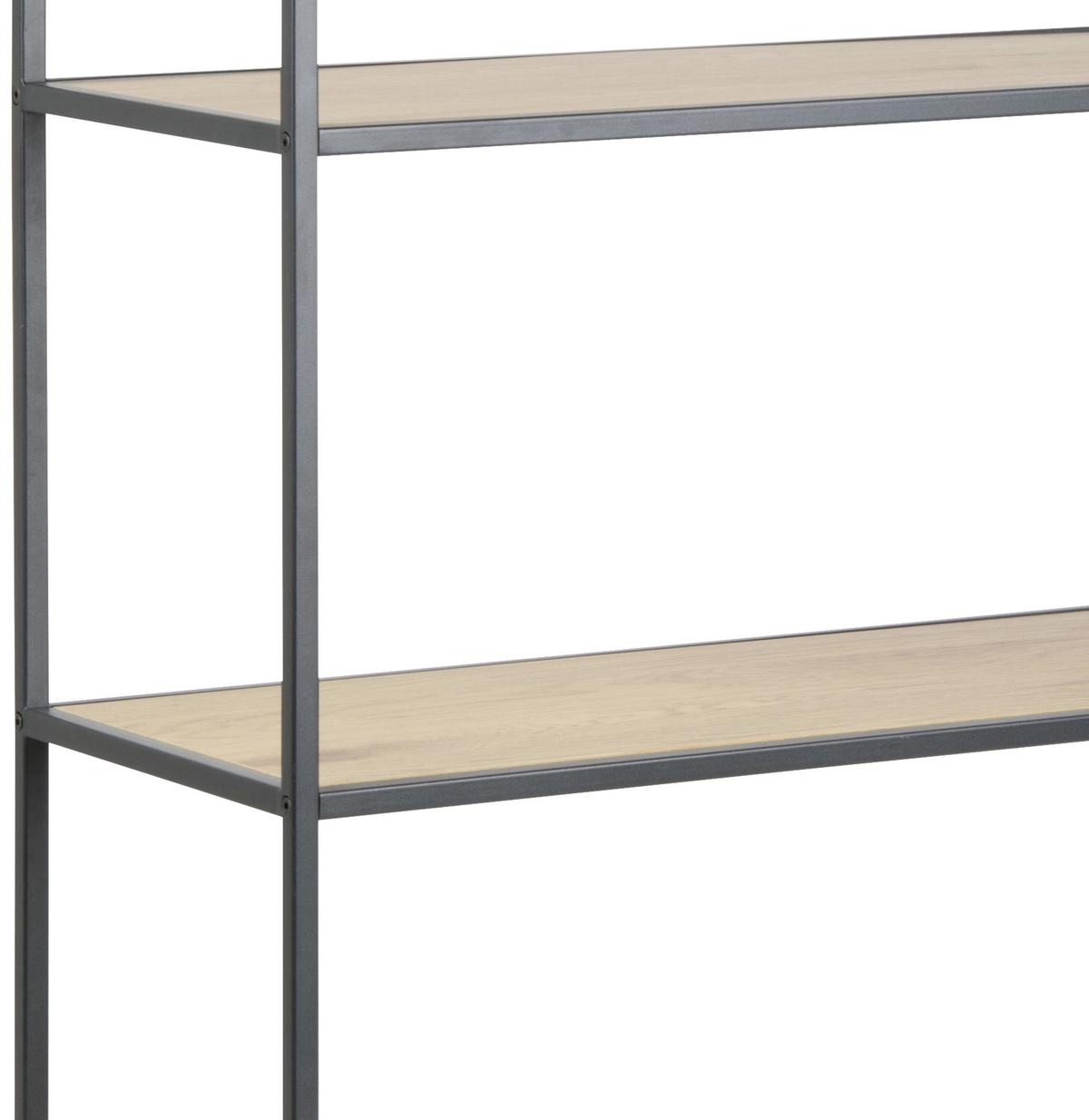 Regal Seaford B 77cm, Schwarz/eiche Dekor - Eichefarben/Schwarz, Trend, Holzwerkstoff/Metall (77/185/35cm) - MID.YOU